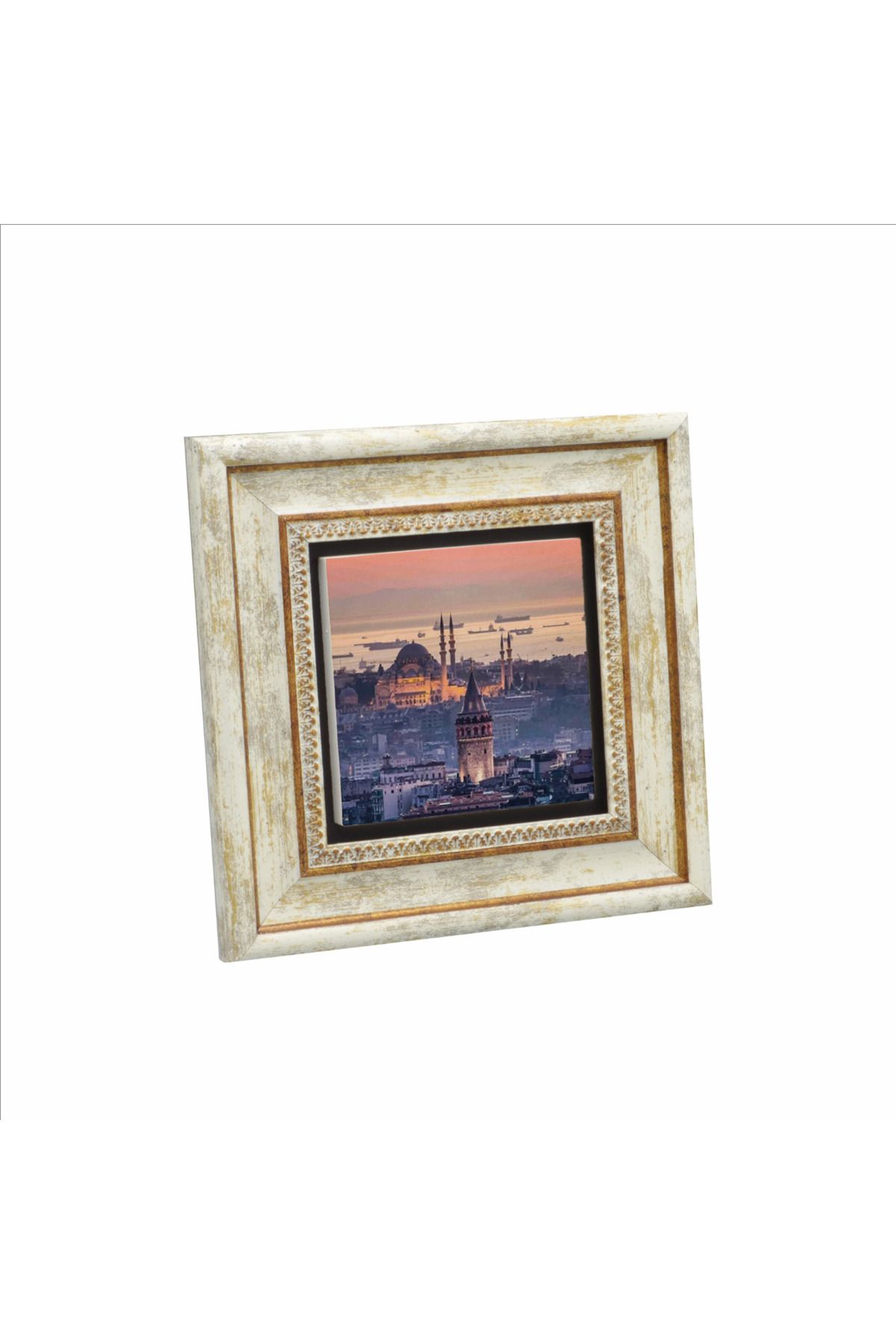 Souvenest Galata Kulesi ve Süleymaniye Camii Baskılı Doğaltaş Tablo (20 X 20 KRT-24)