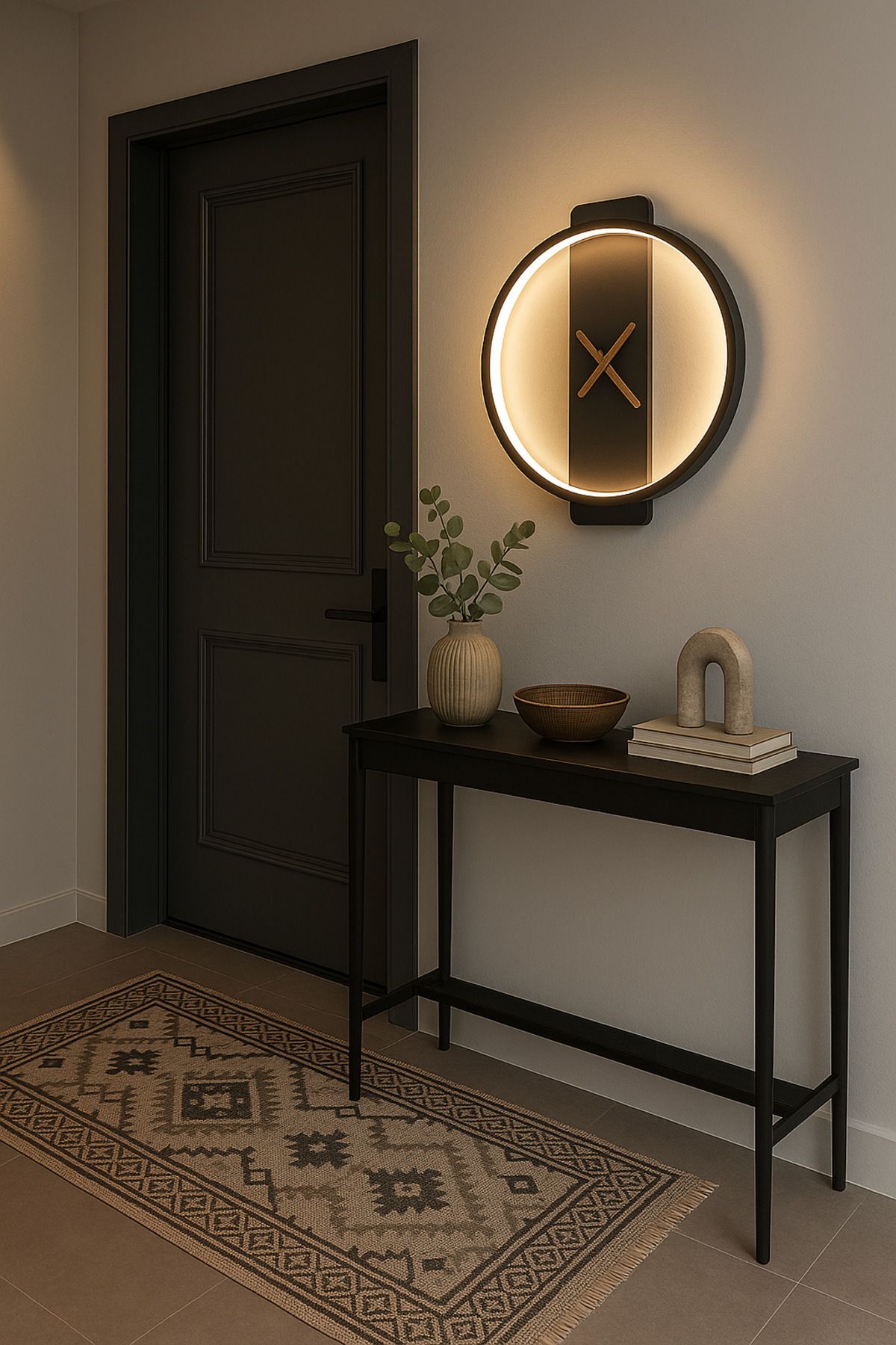 Home Aplik Led Duvar Saati Çember