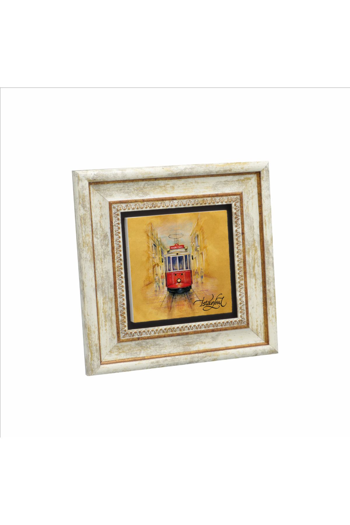 Souvenest Nostaljik Tramvay Baskılı Doğaltaş Tablo 20x20 Krt-45