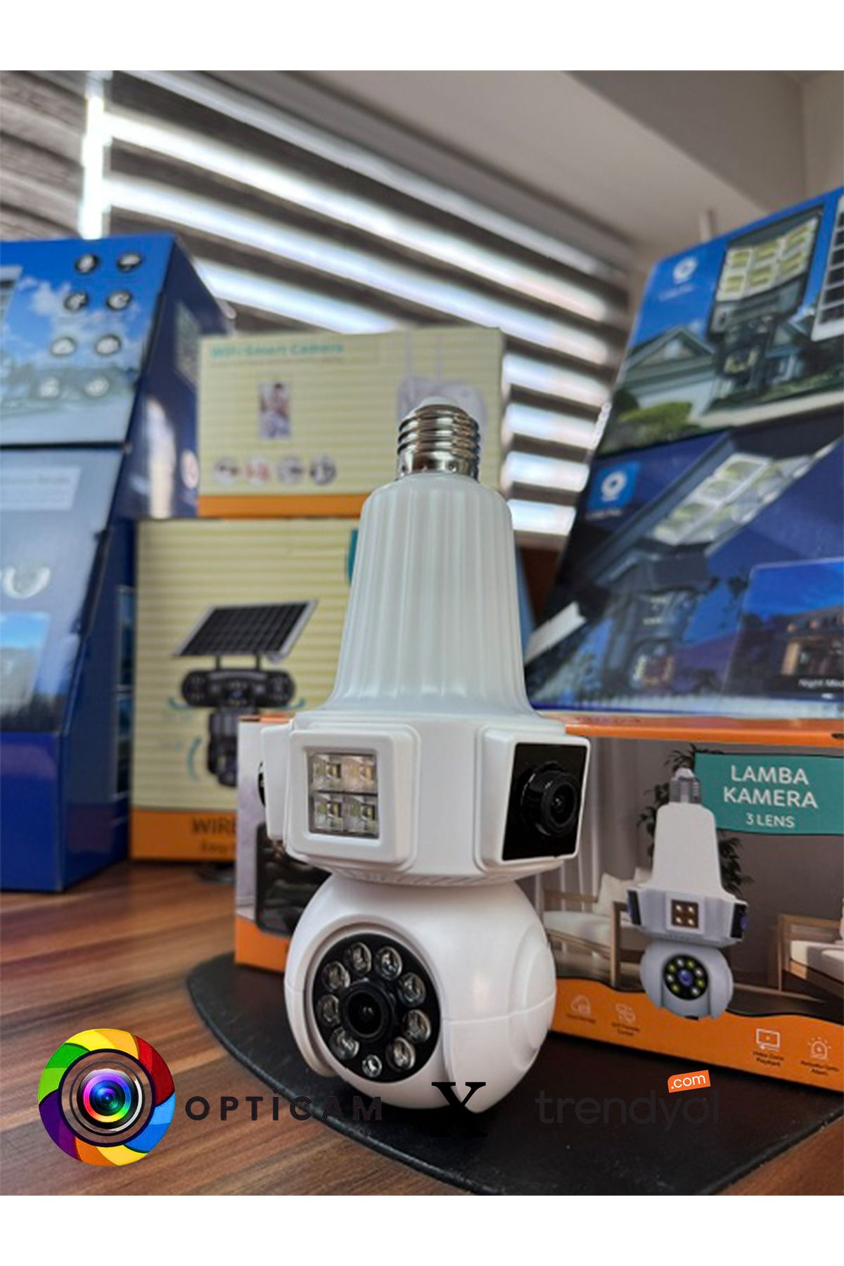 Opticam OC203W WİFİ AMPÜL KAMERA 9MP 3+3+3