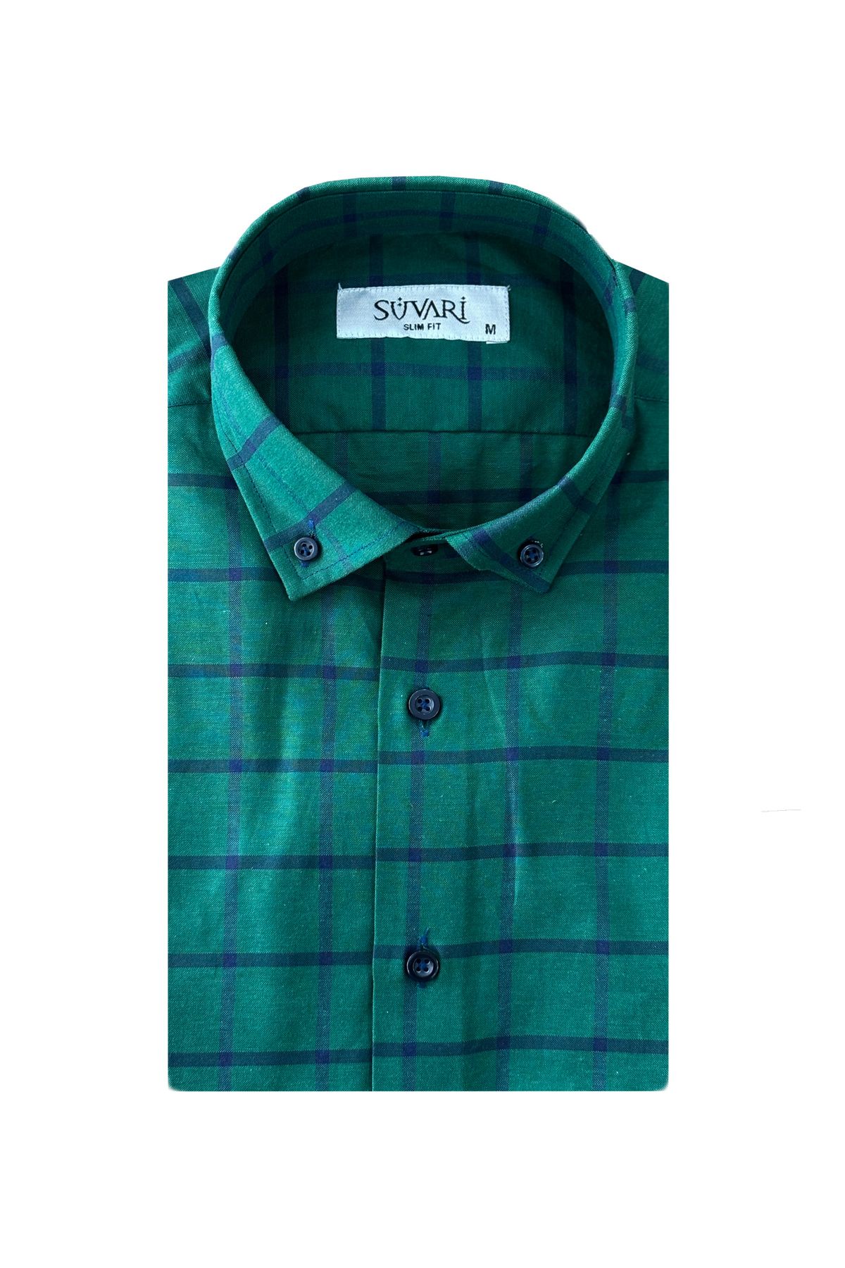 SÜVARİ Süvari Slim Fit Ekose Desenli Kısa Kol Erkek Gömlek