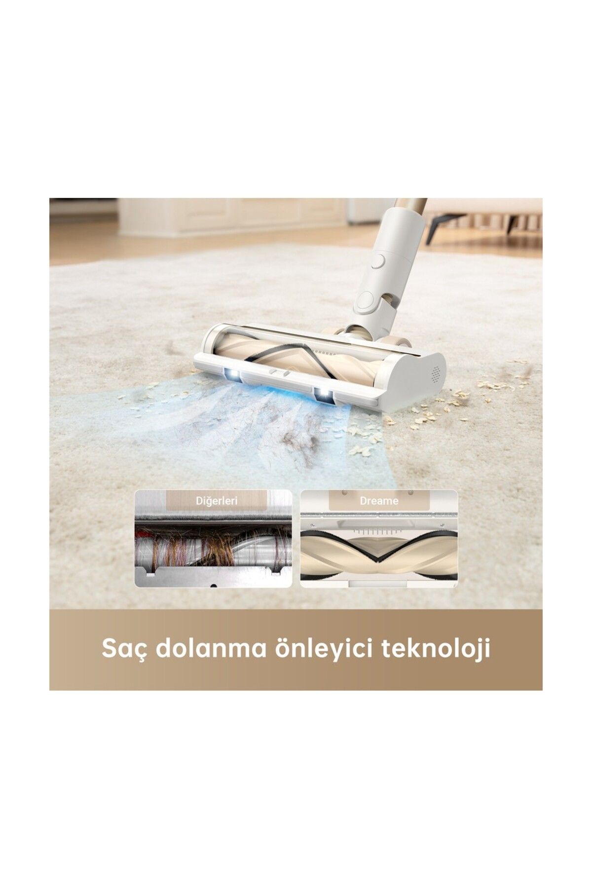 Dreame En hızlı Seri R10 Süpürge, Led Farlı 120AW Güçlü Dikey Süpürge, Anti-Tangle Fırça, El Süpürgesi,