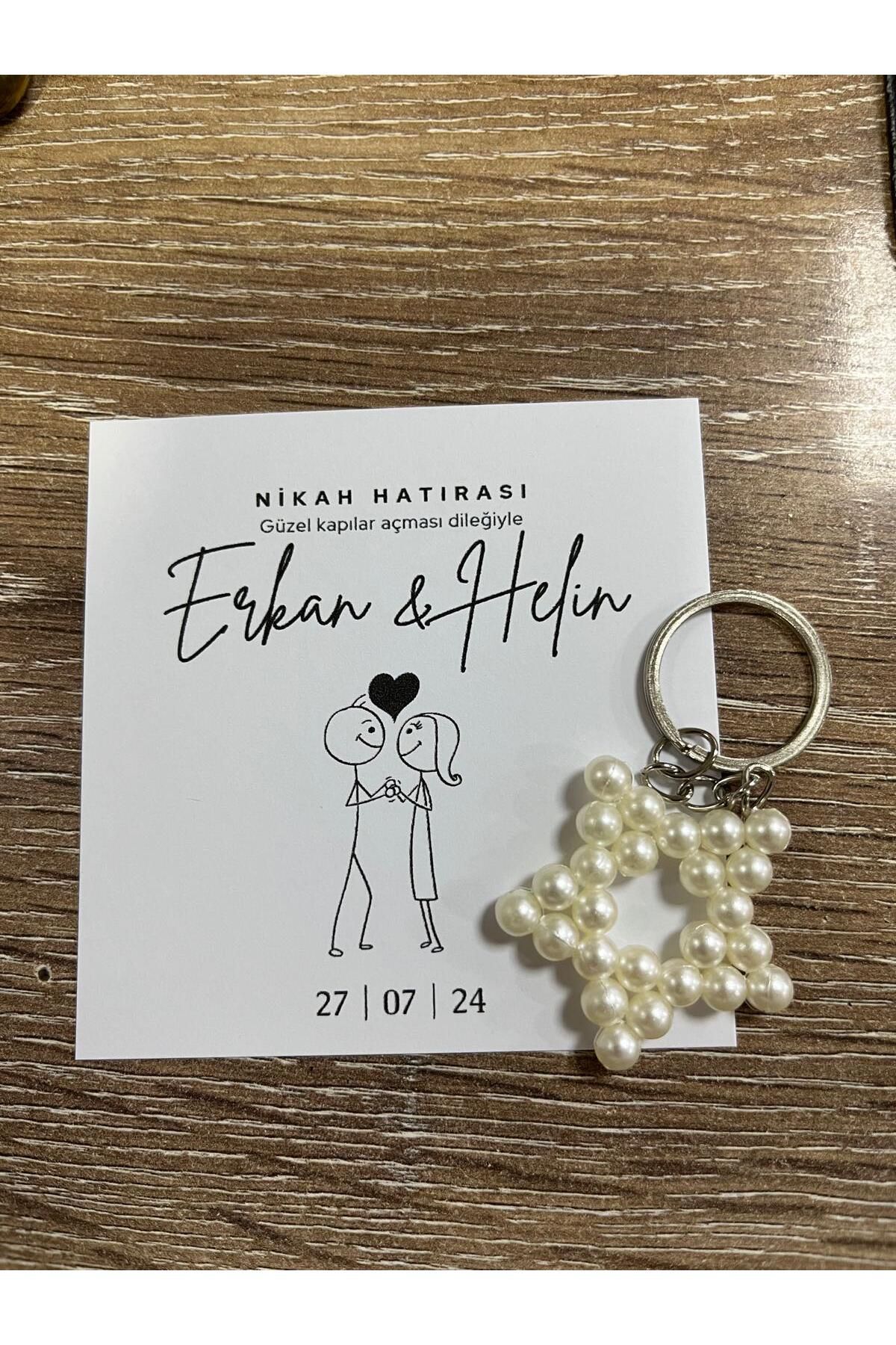 HEN GSM kisisellestirilebilir kart 15 adet inci yıldız anahtarlık nikah düğün kına nişan sünnet hafizlik