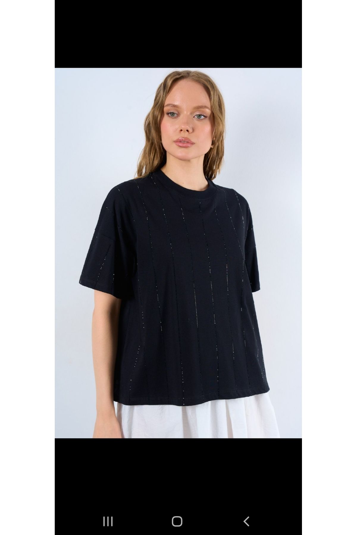 ALVWOMAN Taş Baskı Çizgili Tshirt