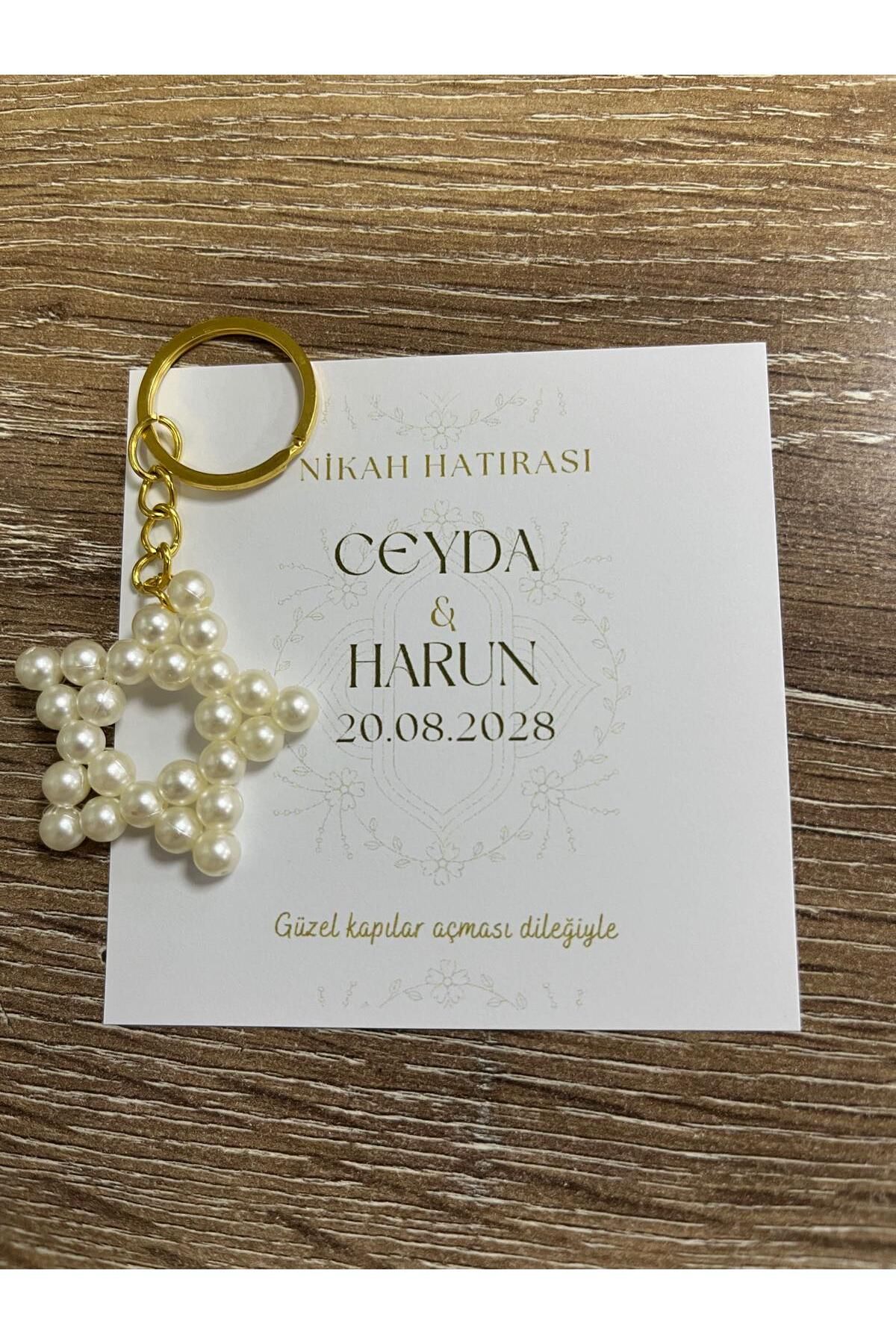 HEN GSM kisisellestirilebilir kart 15 adet inci yıldız anahtarlık nikah düğün kına nişan sünnet hafizlik