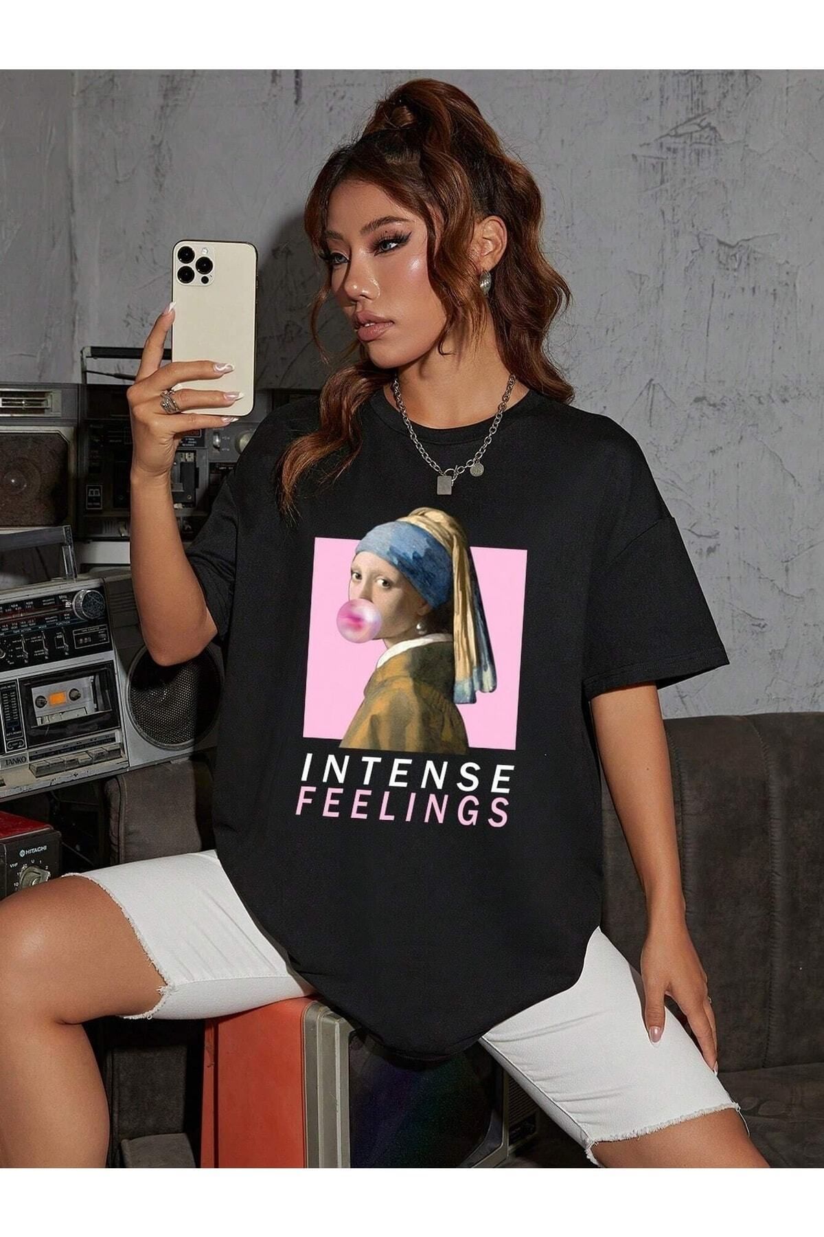 Hunors Sportswear & Company Kadın / Kız Küpeli Kız Baskılı Oversize T-shirt Salaş Boyfirend