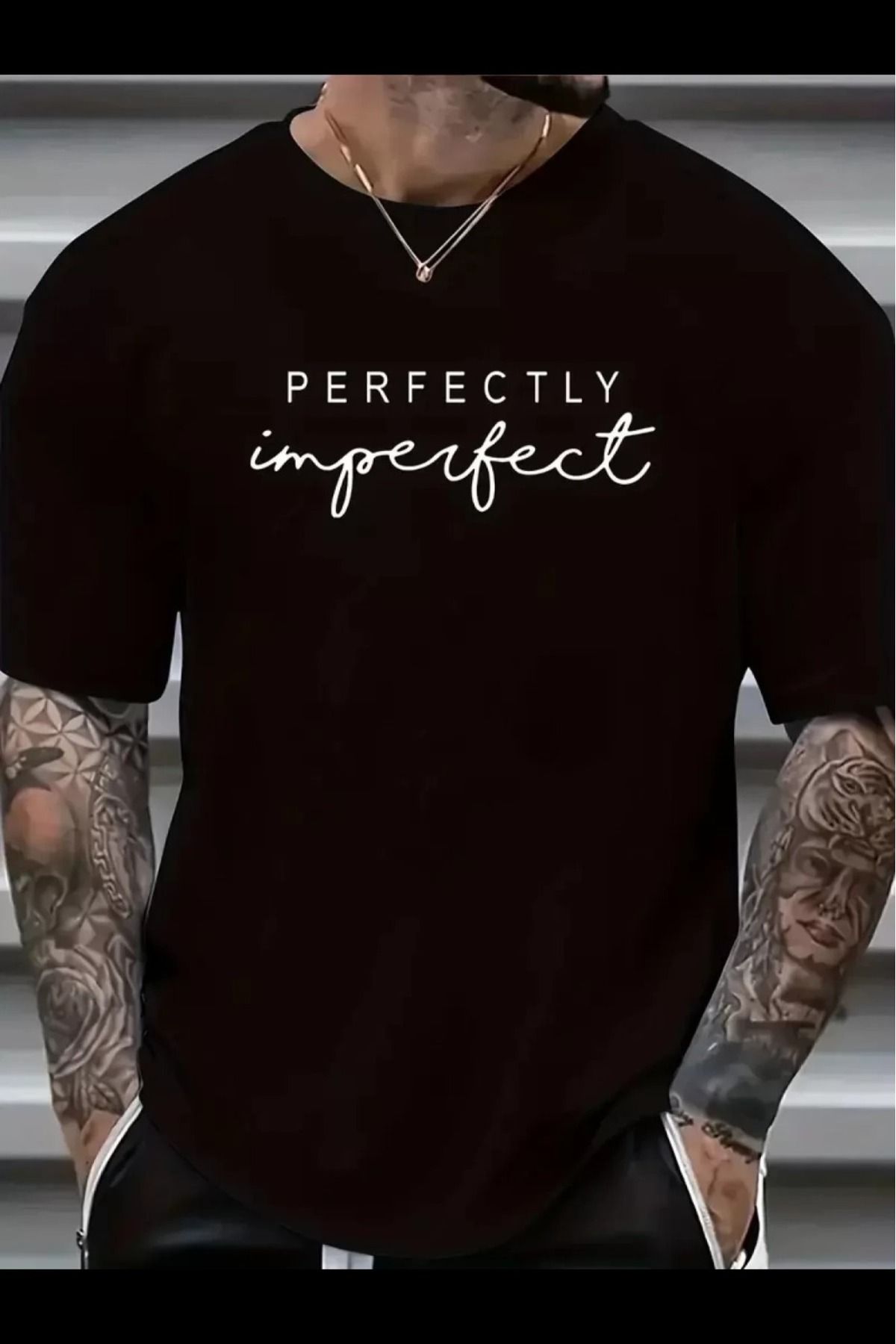 cakır and moniva Baskılı PERFECTLY Yazılı Erkek T-shirt