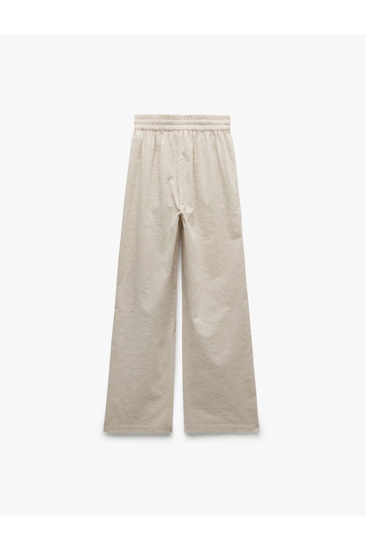 Koton-Cotton Pocketed Scalloped Embroidered Plain Wide Leg Trousers 4