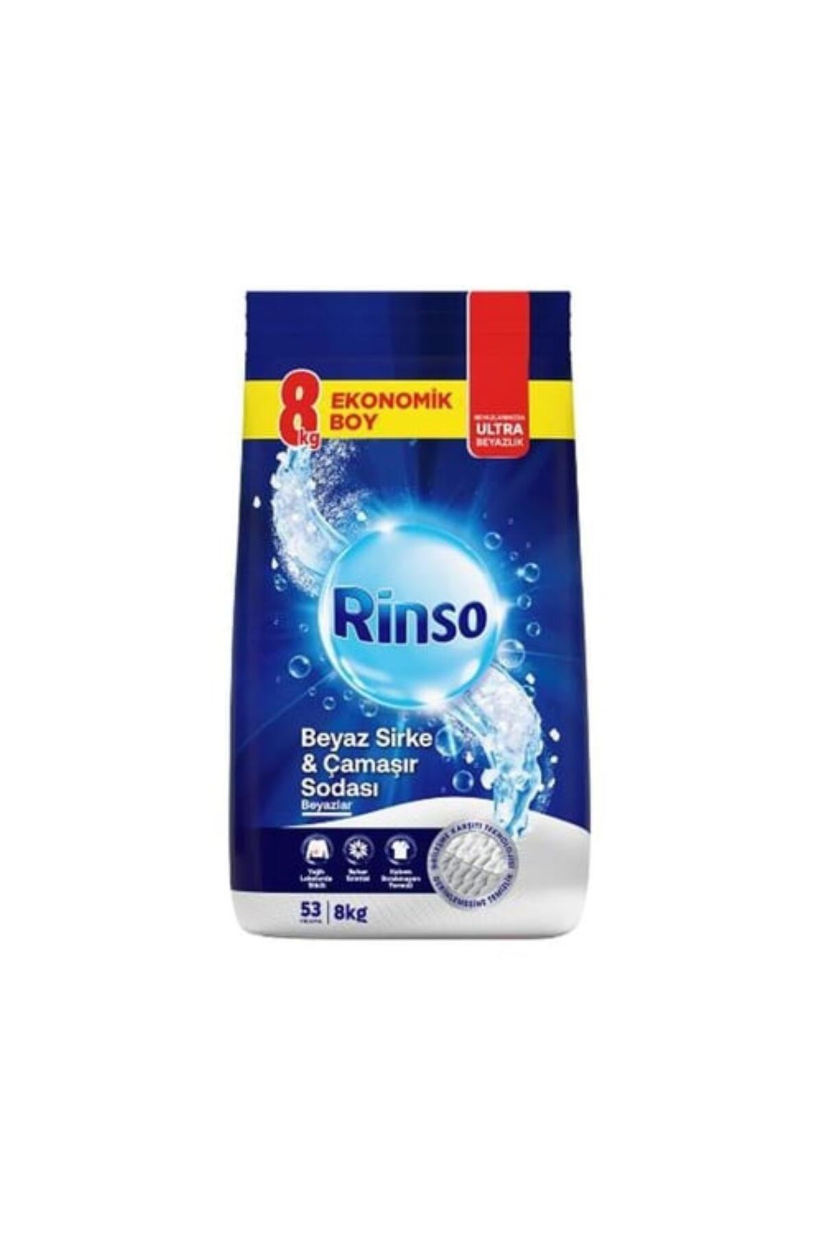 Rinso Toz Çamaşır Deterjanı Beyaz Sirke ve Çamaşır Sodası 8 Kg