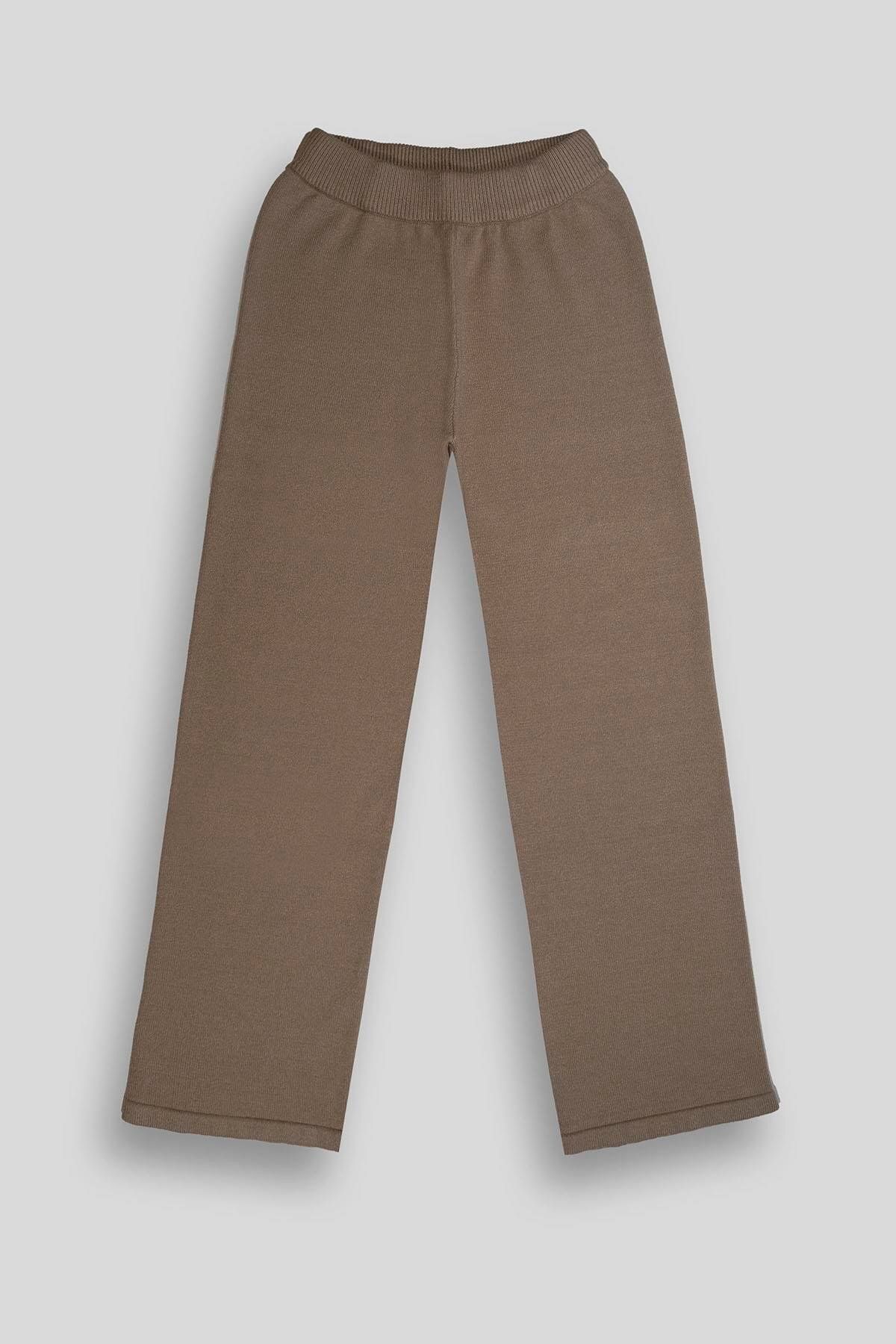 GMG FIRENZE Beli Lastikli Wide Leg Örme Triko Kadın Pantolon
