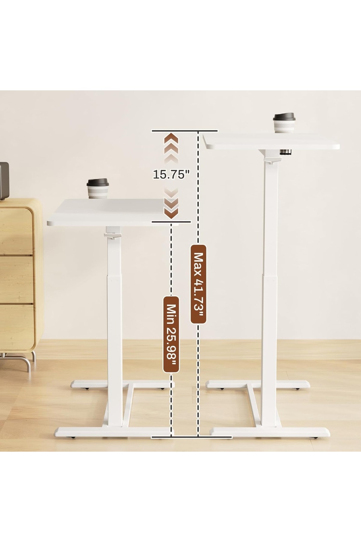 Mahmayi-FLEXISPOT Mobile Standing Desk with Wheels, Height Adjustable with Rolling Sit Stand Desk - White 4
