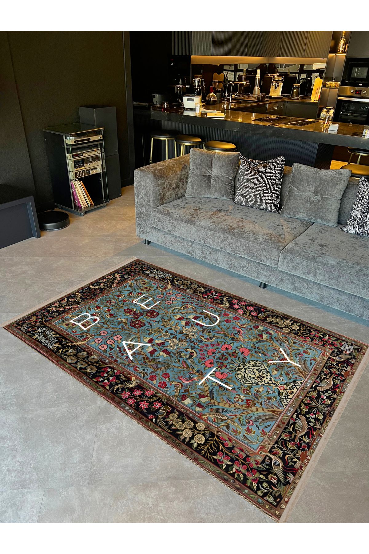 Rugs Modern Halı Nilla Koleksiyonu Renkli Geleneksel Desenli Beyaz Beauty Yazı Detaylı Dekoratif Halı Nilla13