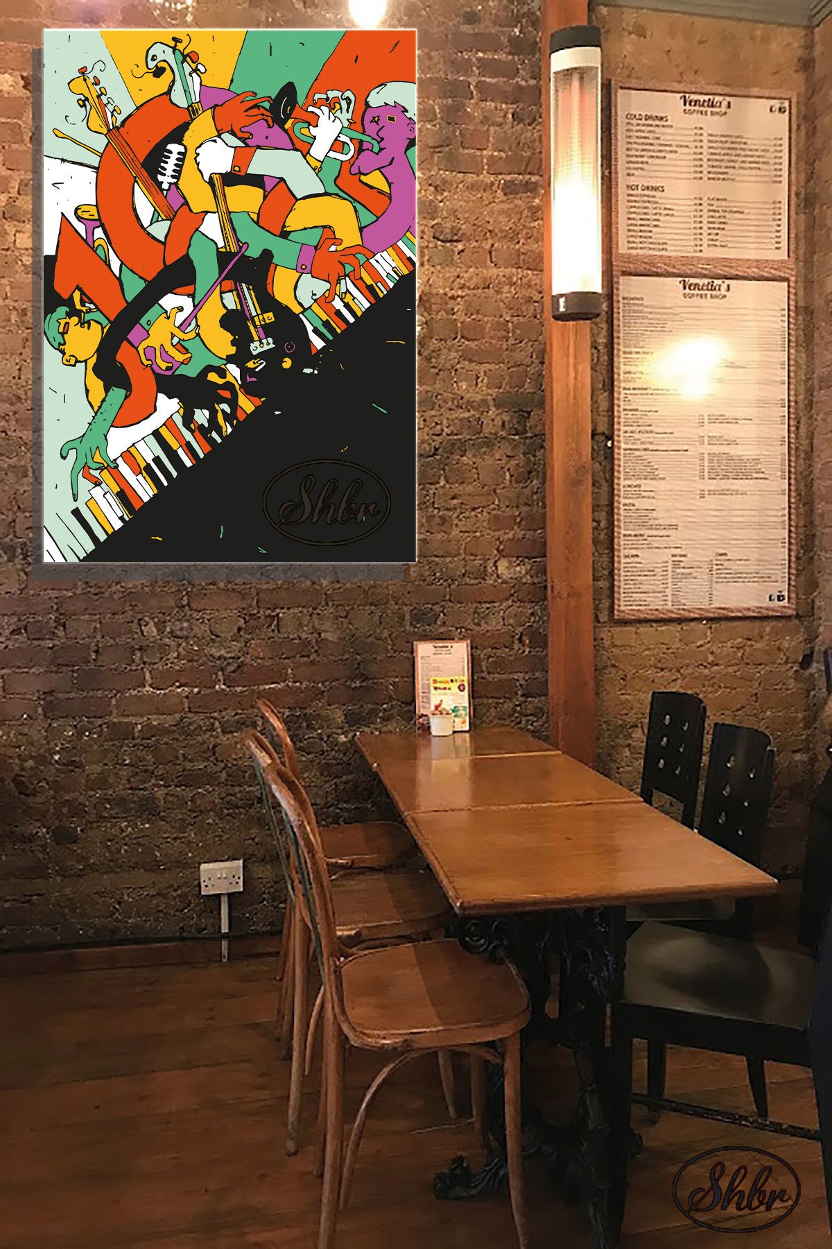 Şehber Tekli, Dikey, Kanvas, Dekoratif, Duvar, Tablosu , Caz, Jazz, Çizim, İllüstrasyon, Cafe, Bar,