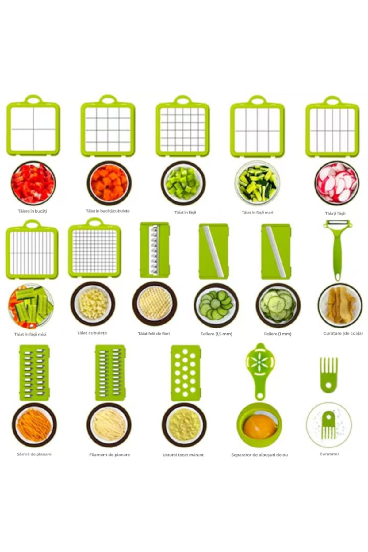varioshop-VarioShop® Multifunctional Grater, For Vegetables and Fruits, with 22 Accessories, Manual, with Func 4