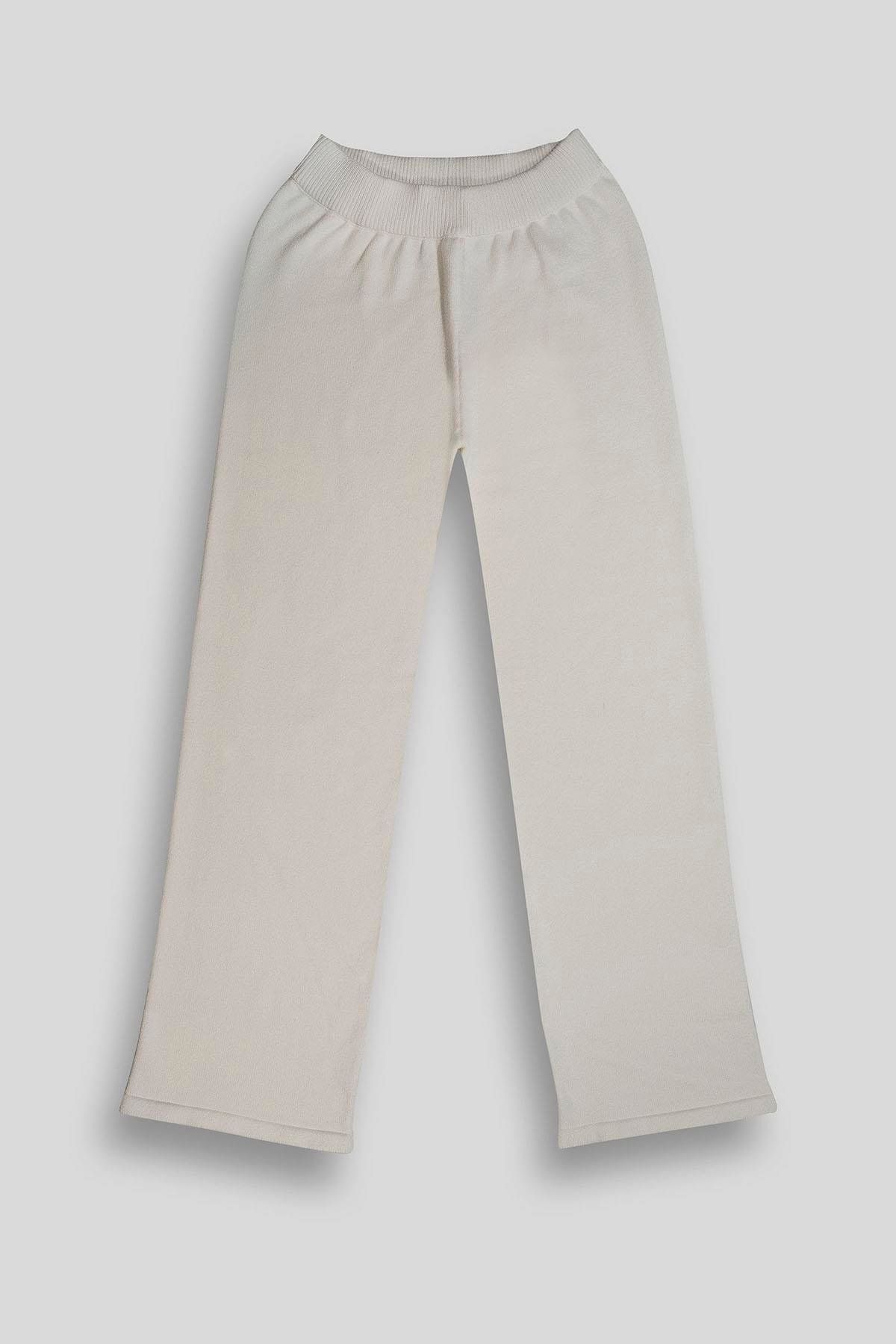GMG FIRENZE Beli Lastikli Wide Leg Örme Triko Kadın Pantolon