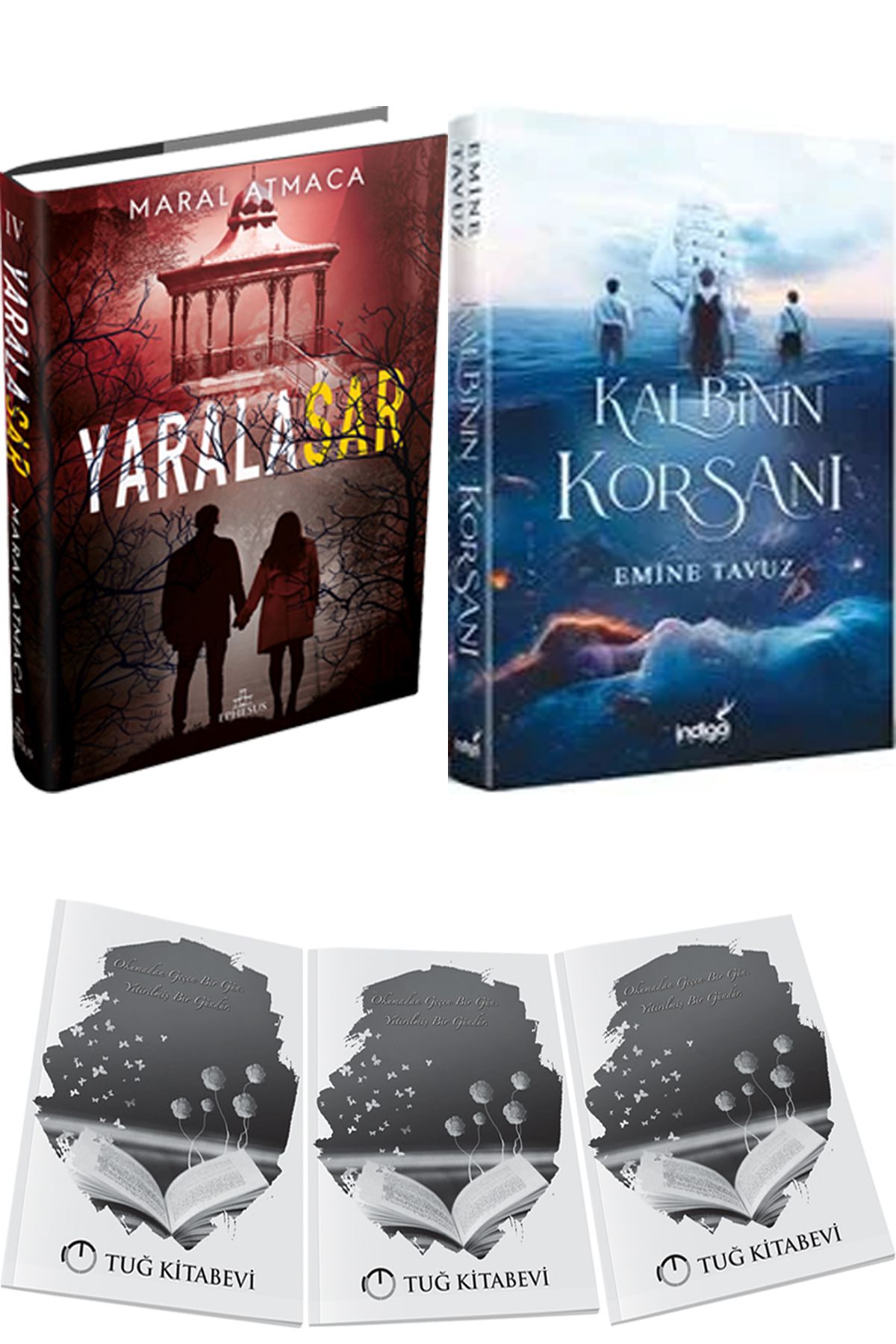 Ephesus Yayınları Yaralasar 4 Ciltli ve Kalbinin Korsanı Ciltli + Hediyeli