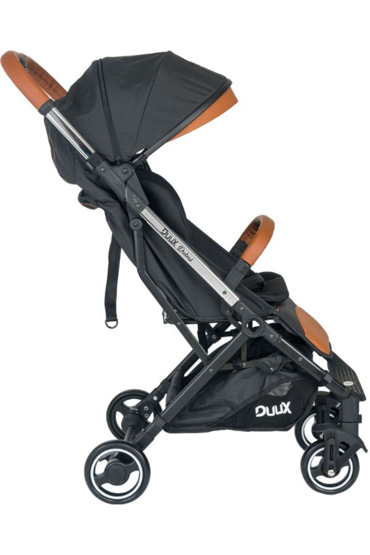 Duux Dubai Kolay Katlanabilen Tam Yatarlı Ayak Örtülü Çekmek Kollu Kabin Bebek Arabası Gri fotoğrafı 3 (önizleme)