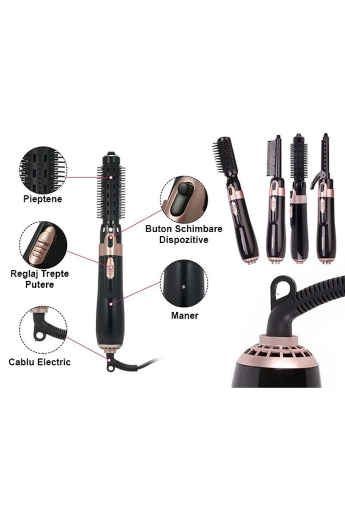 varioshop-Perie Electrica 4 in 1 VarioShop®, Ondulare, Uscare, Pieptanare, Indreptare, pentru Toate tipurile 5