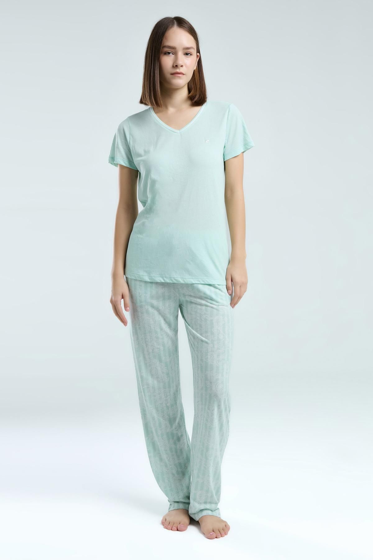 Pierre Cardin Kadın Mint Büyük Beden Pijama Takım