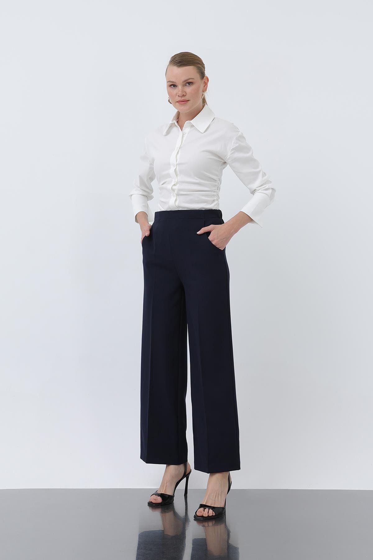 Puane Kadın Düz Kesim Pantolon - 18243PNT - NAVY