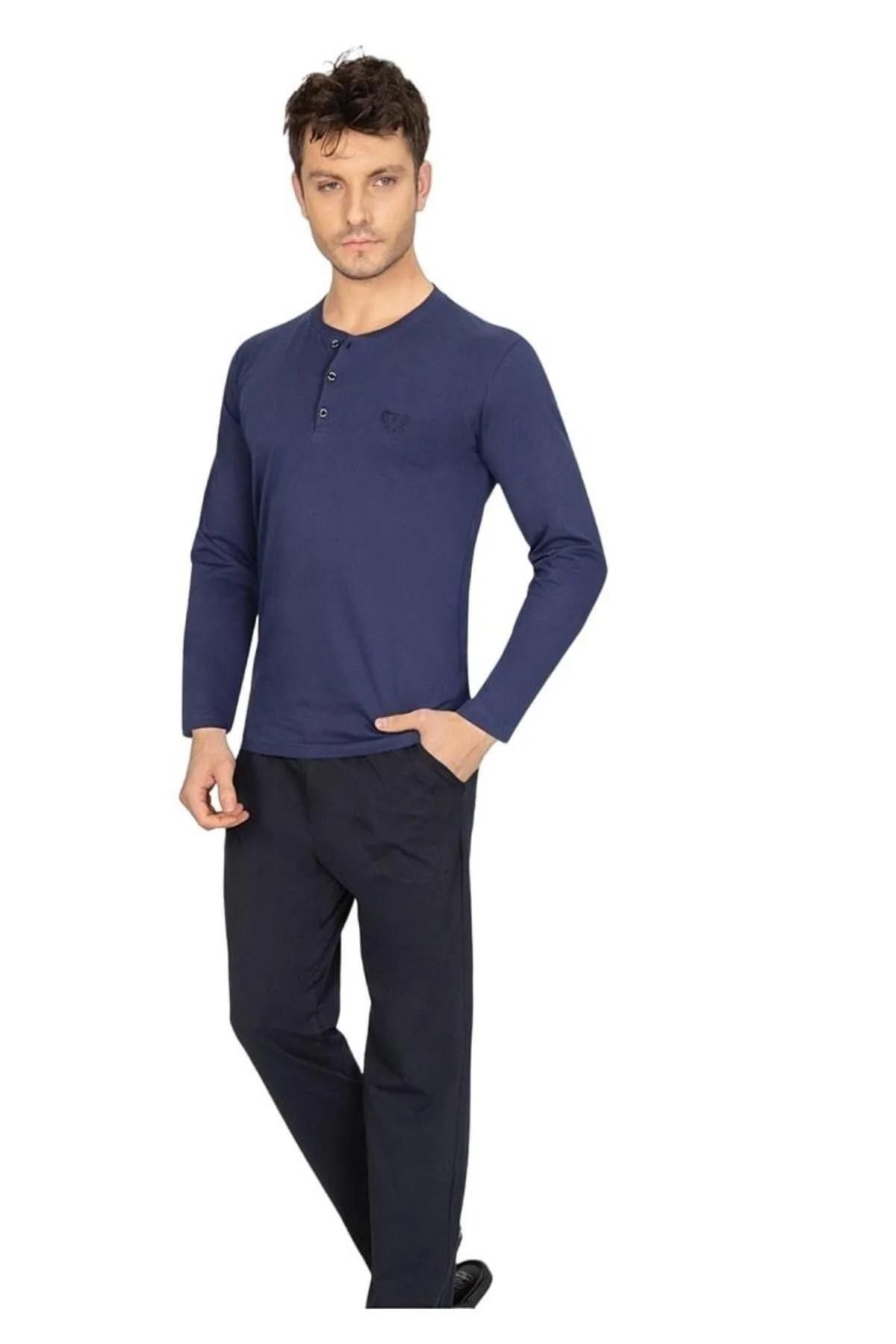 ANCELO %100 Pamuklu Penye Çeyizlik Erkek Pijama Takım, Kutulu Gönderilir