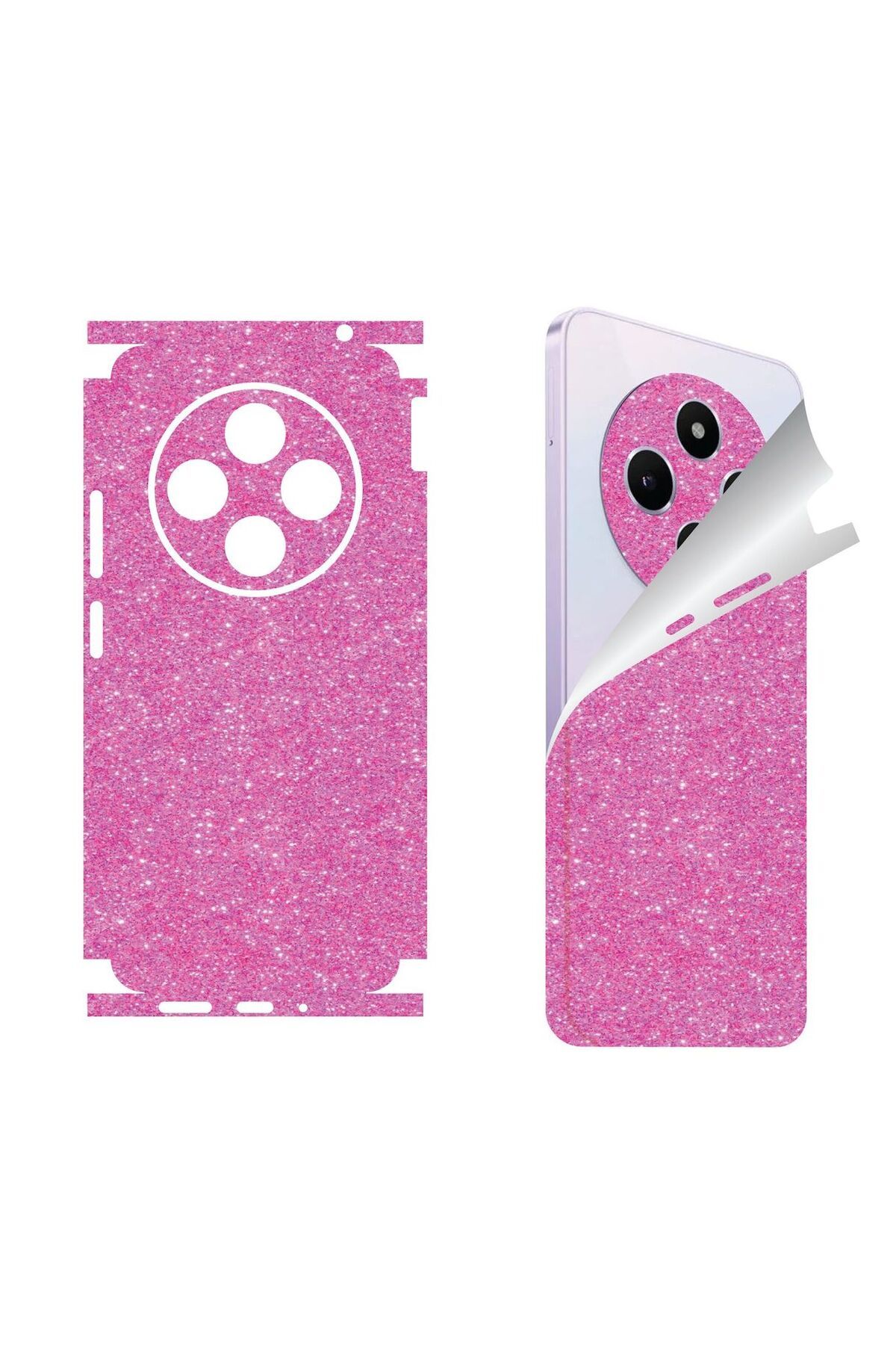 Bowie Xiaomi Mi 13 için uyumlu 360 full arka ve yan kaplama koruma sticker -Simli Pembe