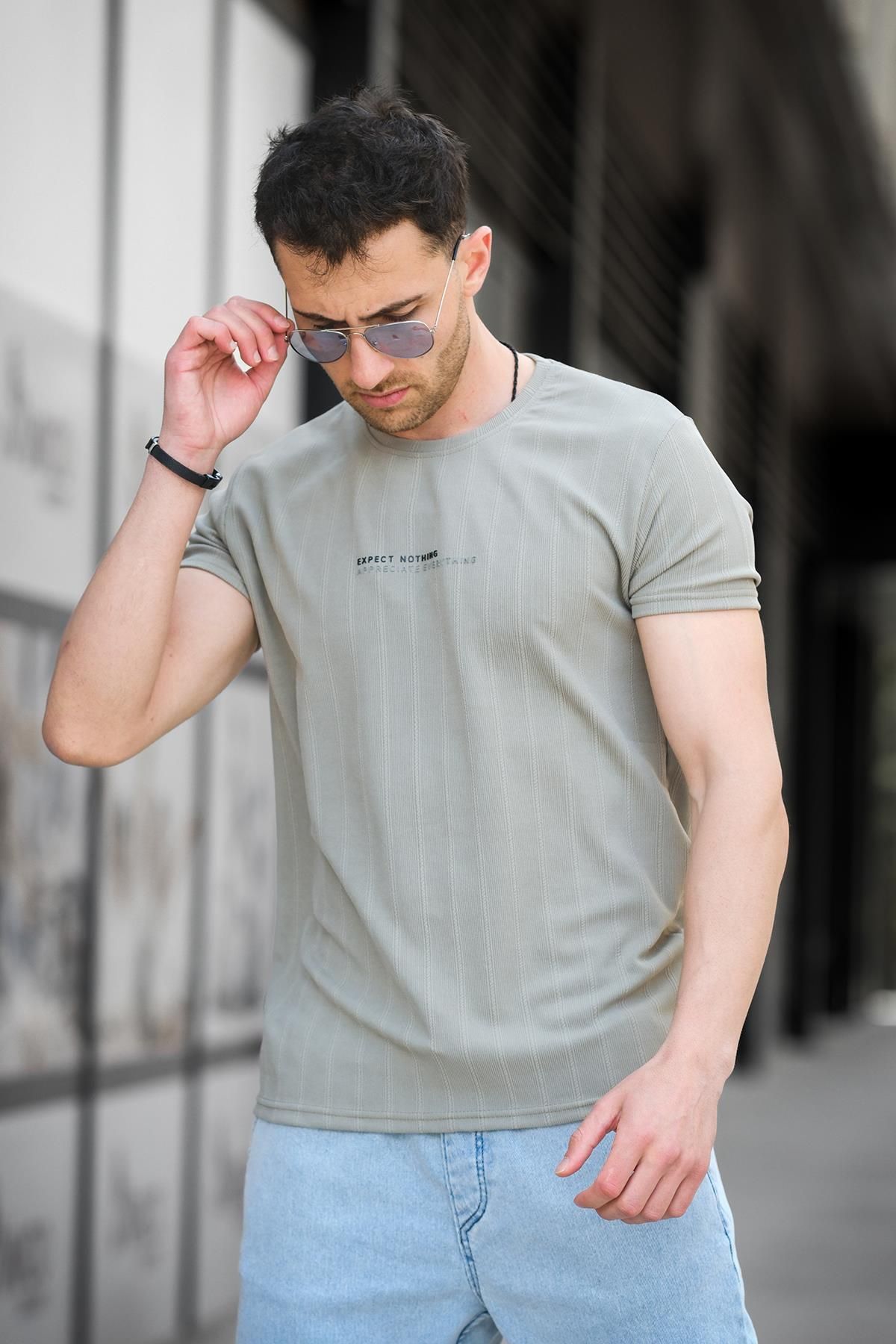Oksit Expect Slim Fit Likralı Bisiklet Yaka Baskılı Erkek Tshirt