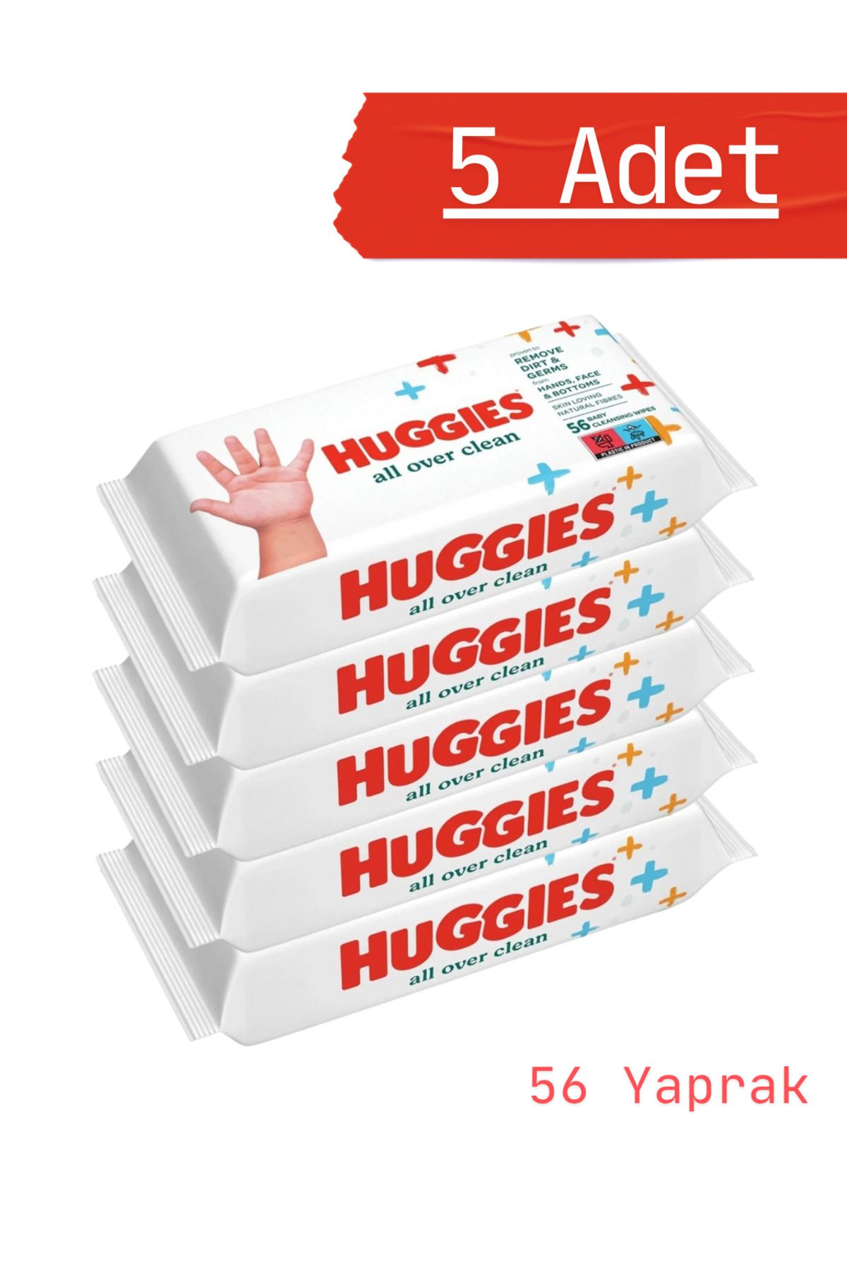 Huggies ASFSTORE Huggies All Over Clean Bebek ve Çocuk Islak Mendili 56 Yaprak / 5 adet