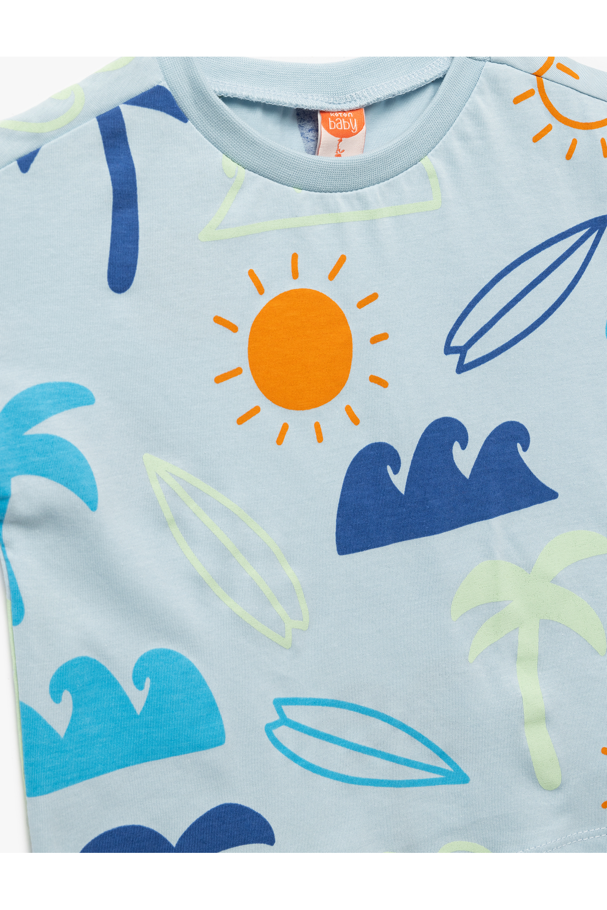 Koton Pamuklu Kısa Kollu Bisiklet Yaka Baskılı Tişört fotoğrafı 3 (önizleme)