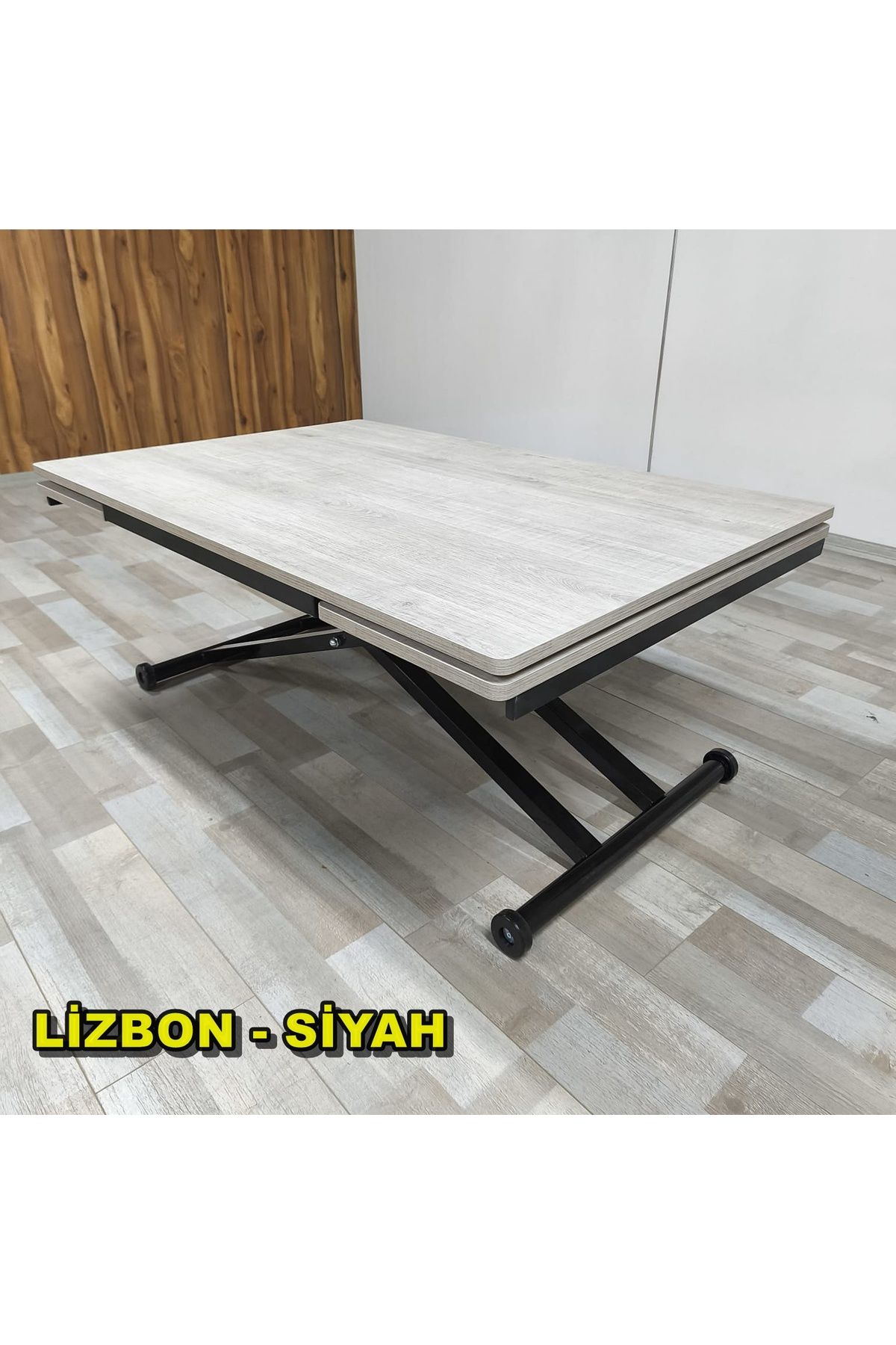 SEHPAM AKILLI Yan Baştan Açılır Akıllı Yemek Masası Oval Mdf Tabla Alt Mekanizma Siyah Renk
