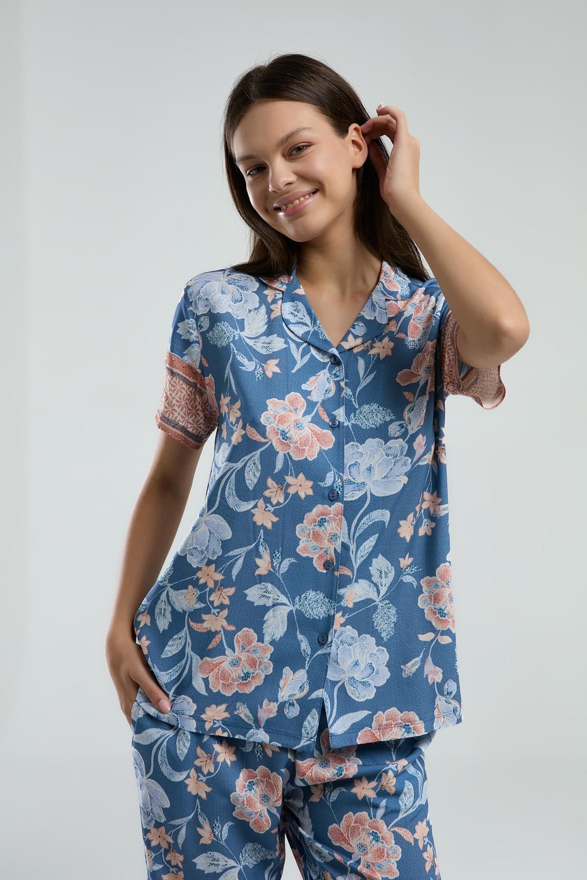 Arnetta Kadın %100 Viskon Kumaş Dokuma Pijama Takım
