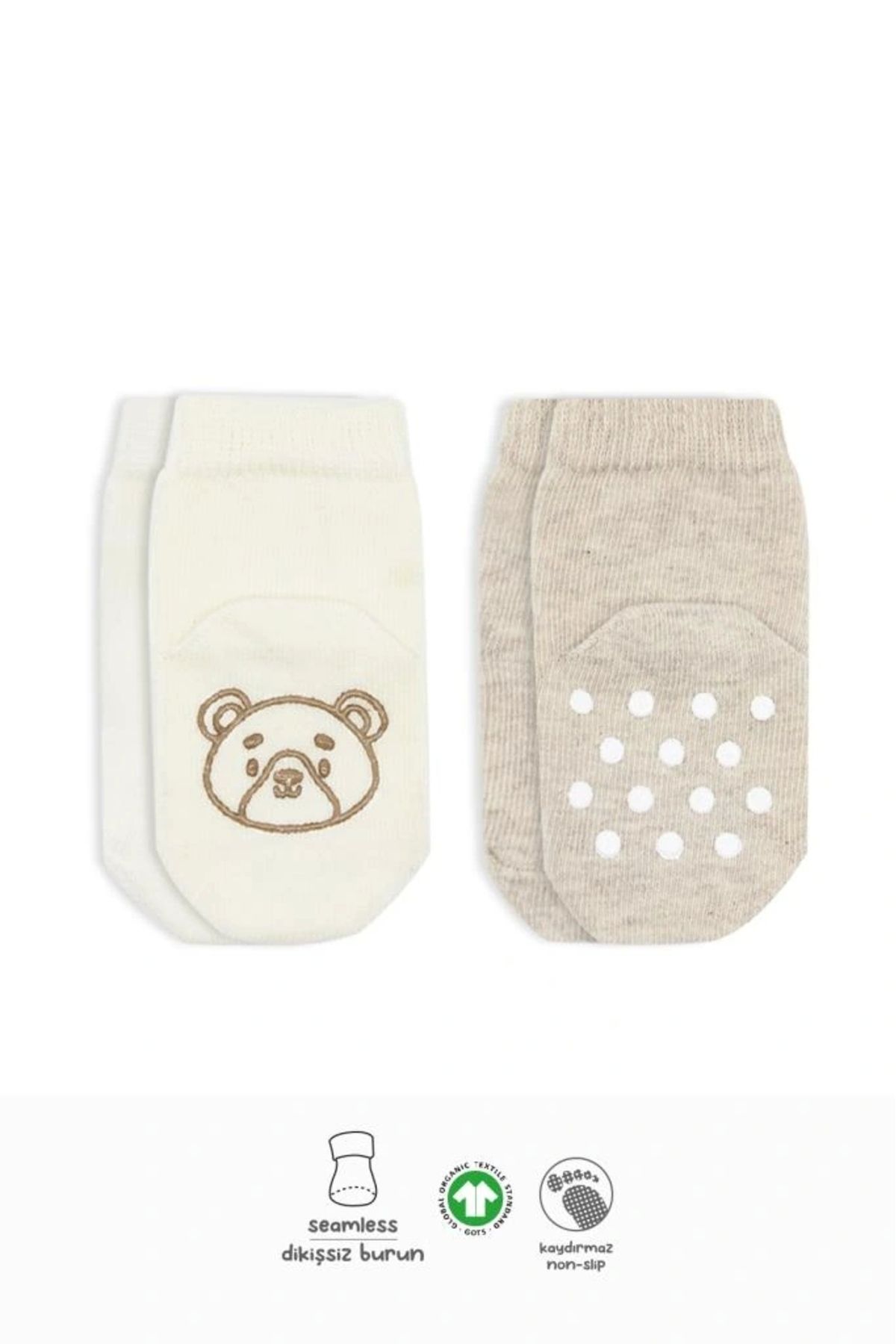 OurStyles Bistyle Hayvan Figürlü Kaymaz Soket Çorap 2'Li BS10104 Bej Ekru