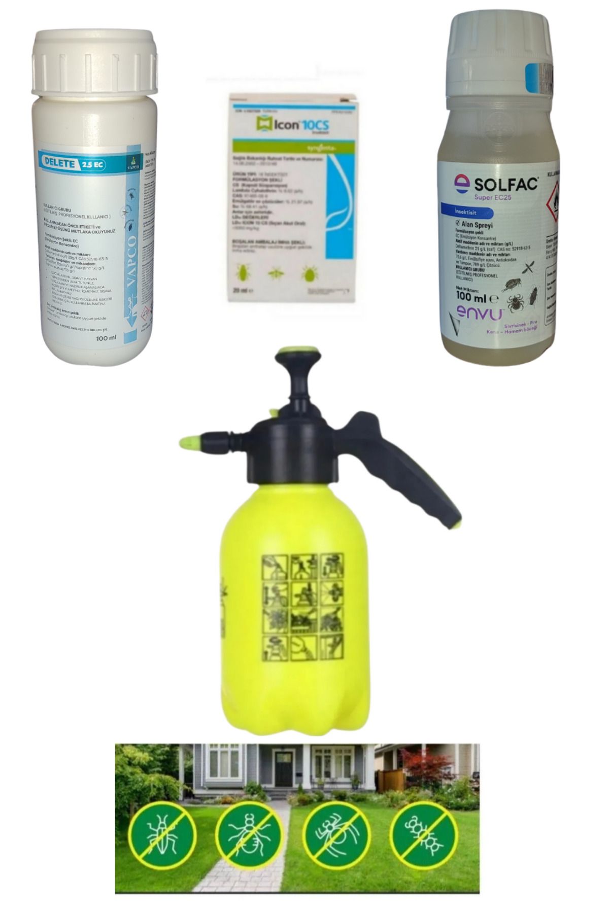 envu Bahçe İlaçlama Etkili Set/Delete 100ML-Solfac 100ML-İcon 20ML/2LT Pompa
