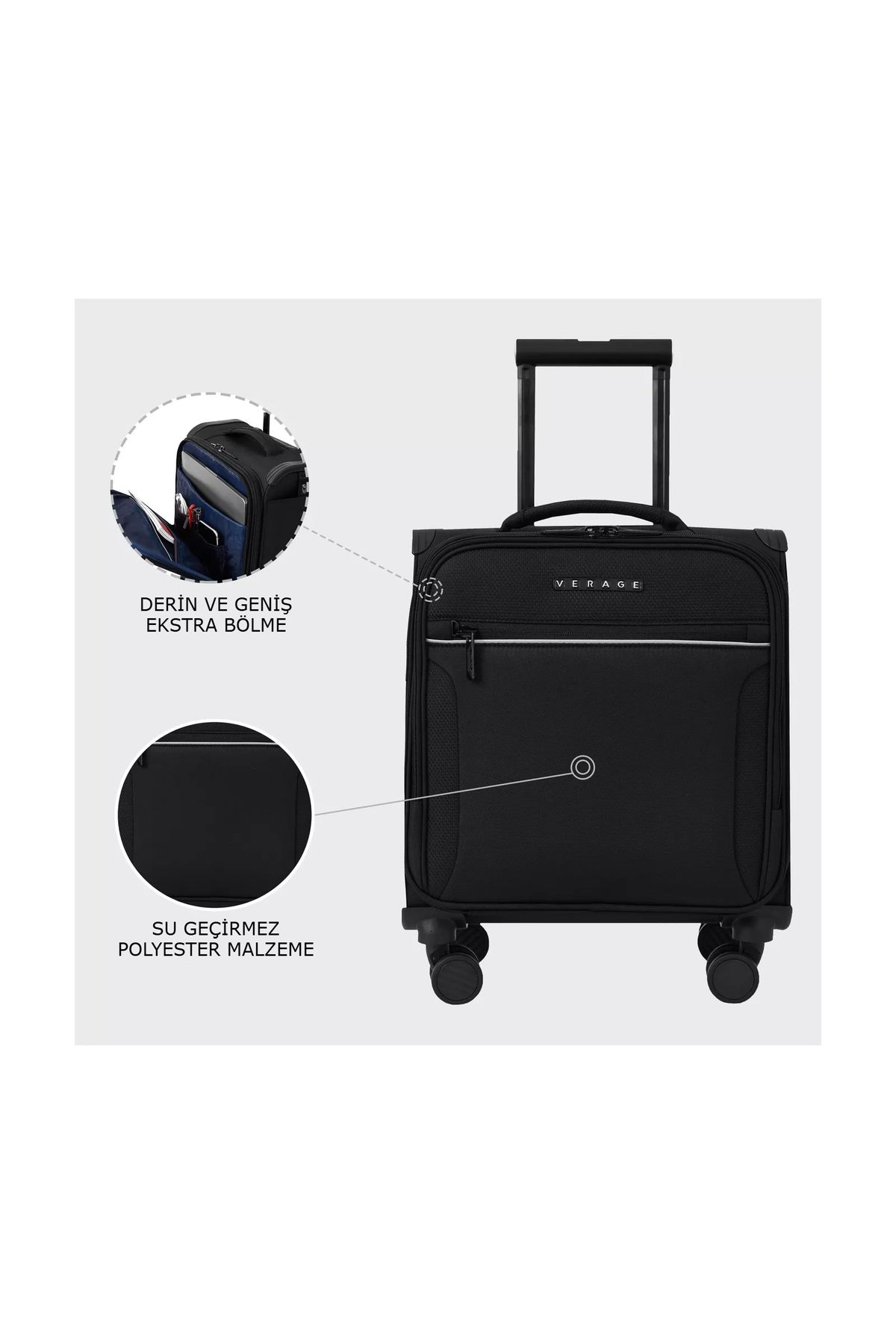 VERAGE Gm21002 Kabin Boy Valiz 4 Tekerlekli Kumaş Valiz 20" Lacivert El Bagajı