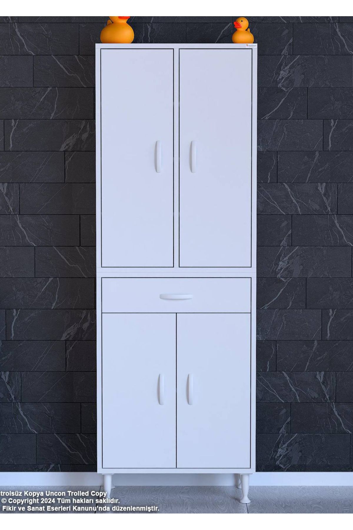 Modilayn 55 x 173 x 32,5 cm’lik 1 Çekmece 4 Kapak 7 Raf 10 Gözlü Organizatör Mutfak Dolabı Çok Amaçlı Dolap