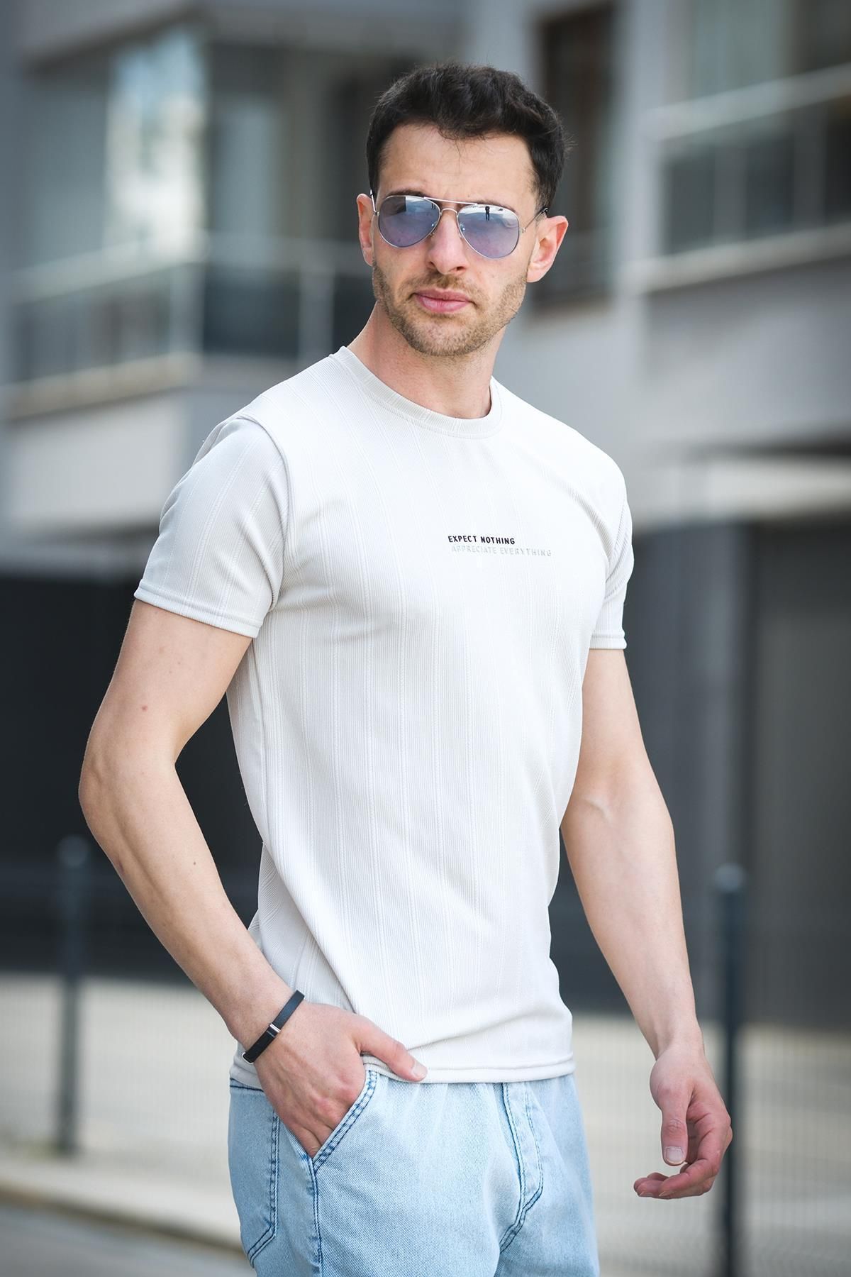 Oksit Expect Slim Fit Likralı Bisiklet Yaka Baskılı Erkek Tshirt
