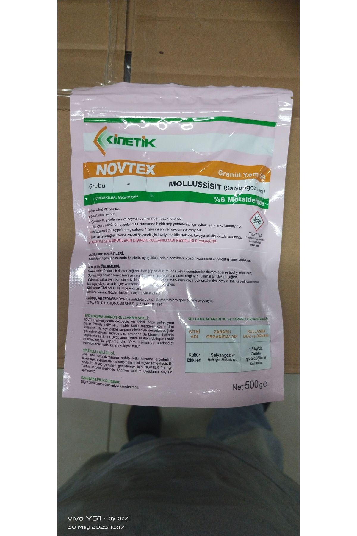 KİNETİK NOVTEX GRANÜL MOLLUSİT (SALYANGOZ) 500GR