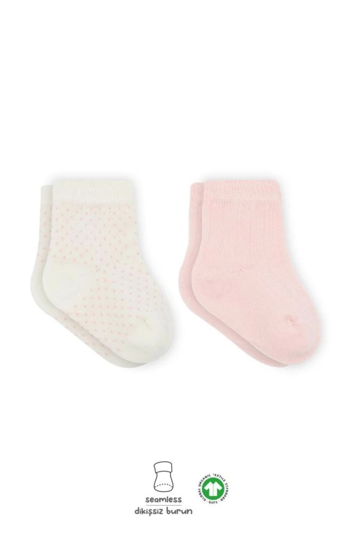 OurStyles Bistyle Puan Derby Penye Soket Çorap 2'Li BS10103 Pembe Ekru
