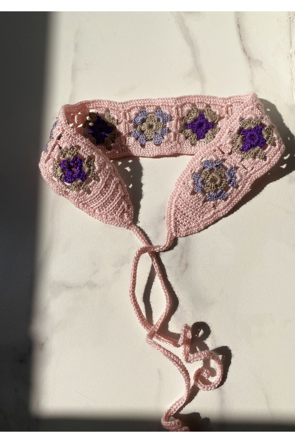Gök Accessories El Yapımı Örgü Saç Bandı – Çiçek Motifli, Yazlık Tasarım