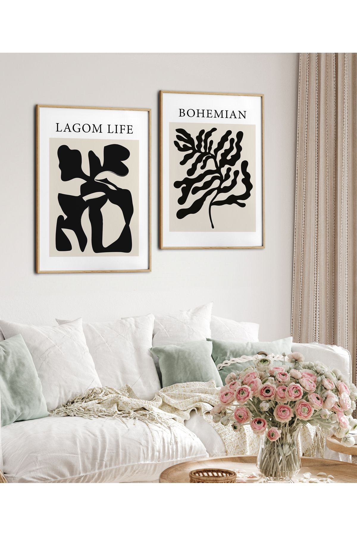 HOMEPACK İkili Ahşap Çerçeveli Tablo, 2 Parça Poster Tablo, IKILI082-30X40