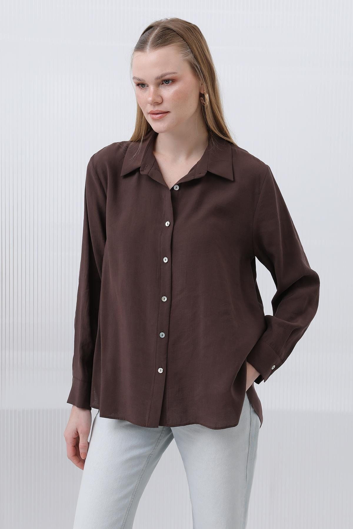 Soul Kadın Basic Gömlek -32207GML - BROWN