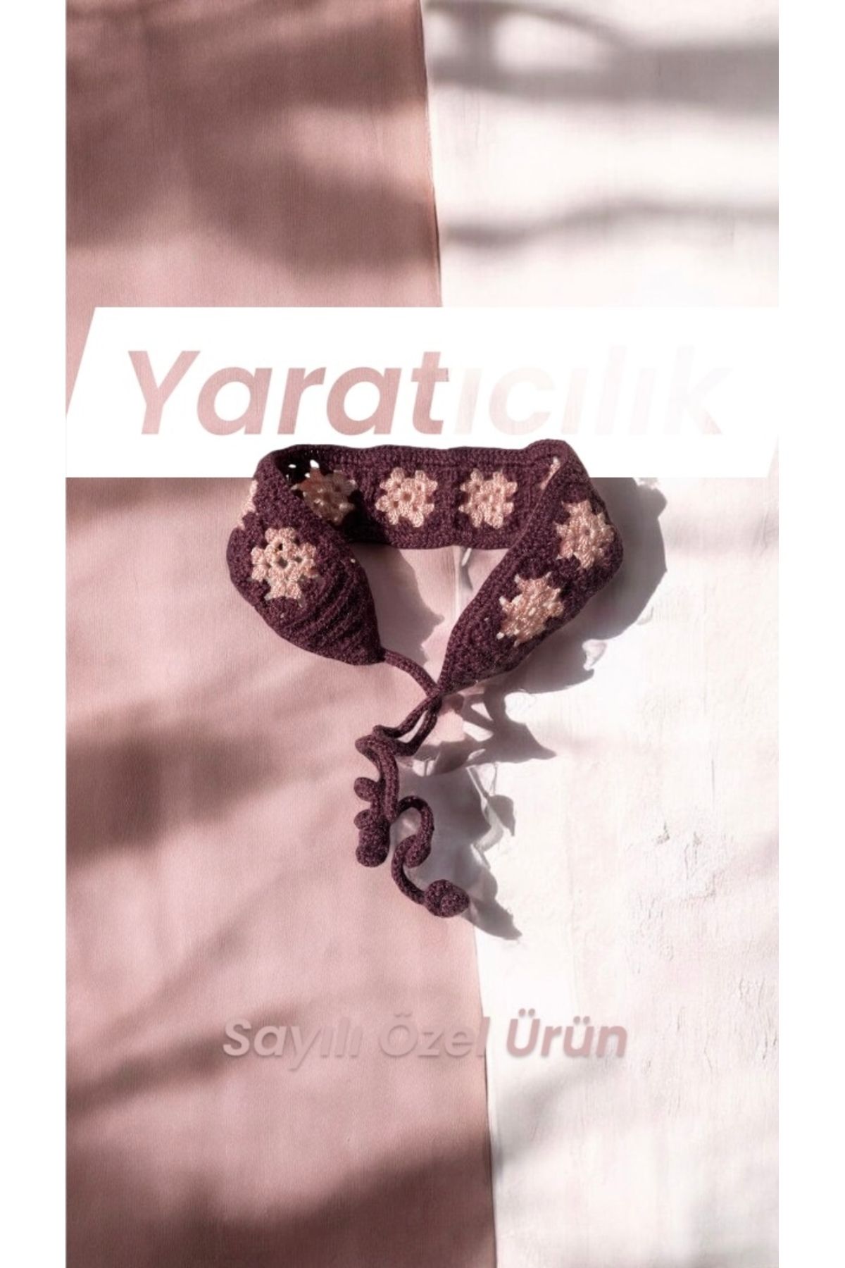 Gök Accessories El Yapımı Örgü Saç Bandı – Çiçek Motifli, Yazlık Tasarım