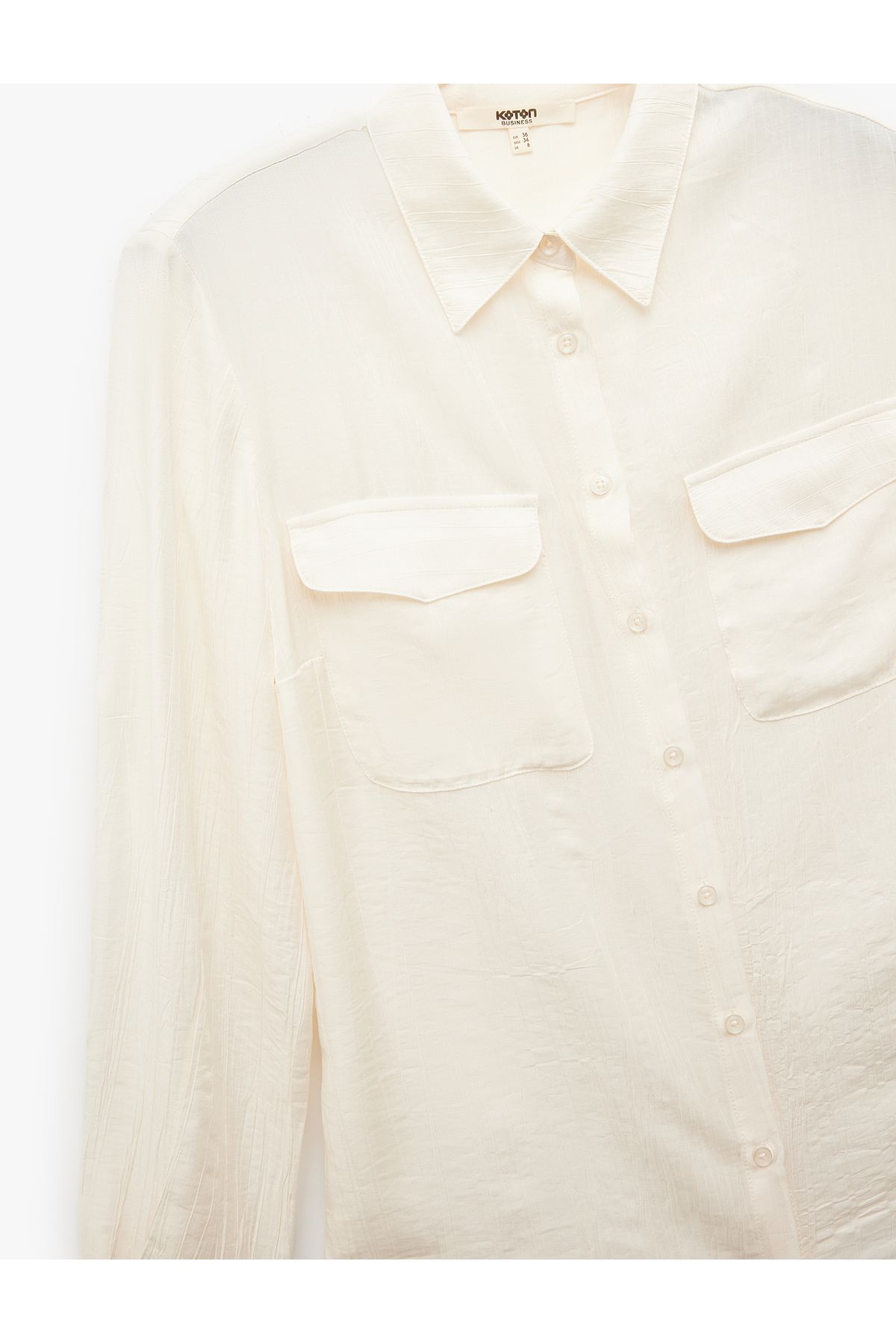 Koton-Viscose Fabric Covered Pocket Detailed Long Sleeve Shirt 5