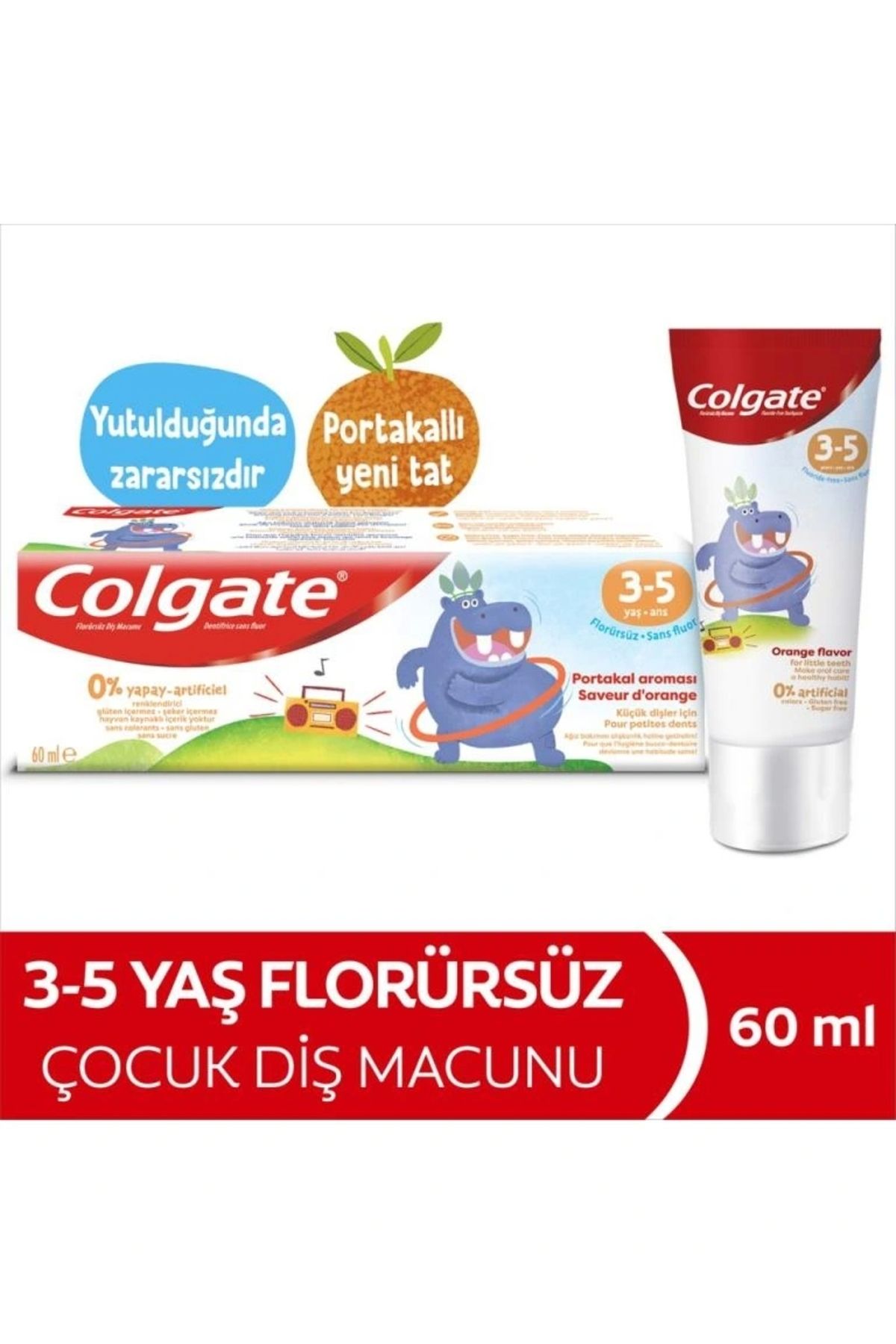 OurStyles Colgate Kids Portakal Aromalı Florürsüz Diş Macunu 3-5 Yaş 60 ml