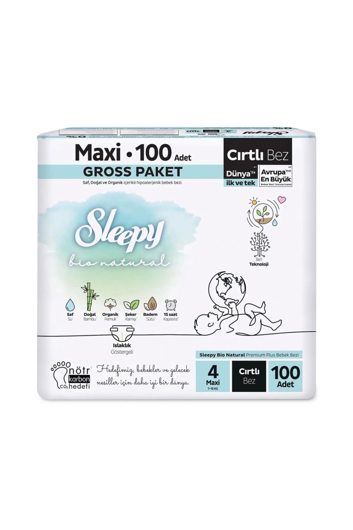 OurStyles Sleepy Bio Natural Bebek Bezi Gross Paket 4 Beden 100 Adet