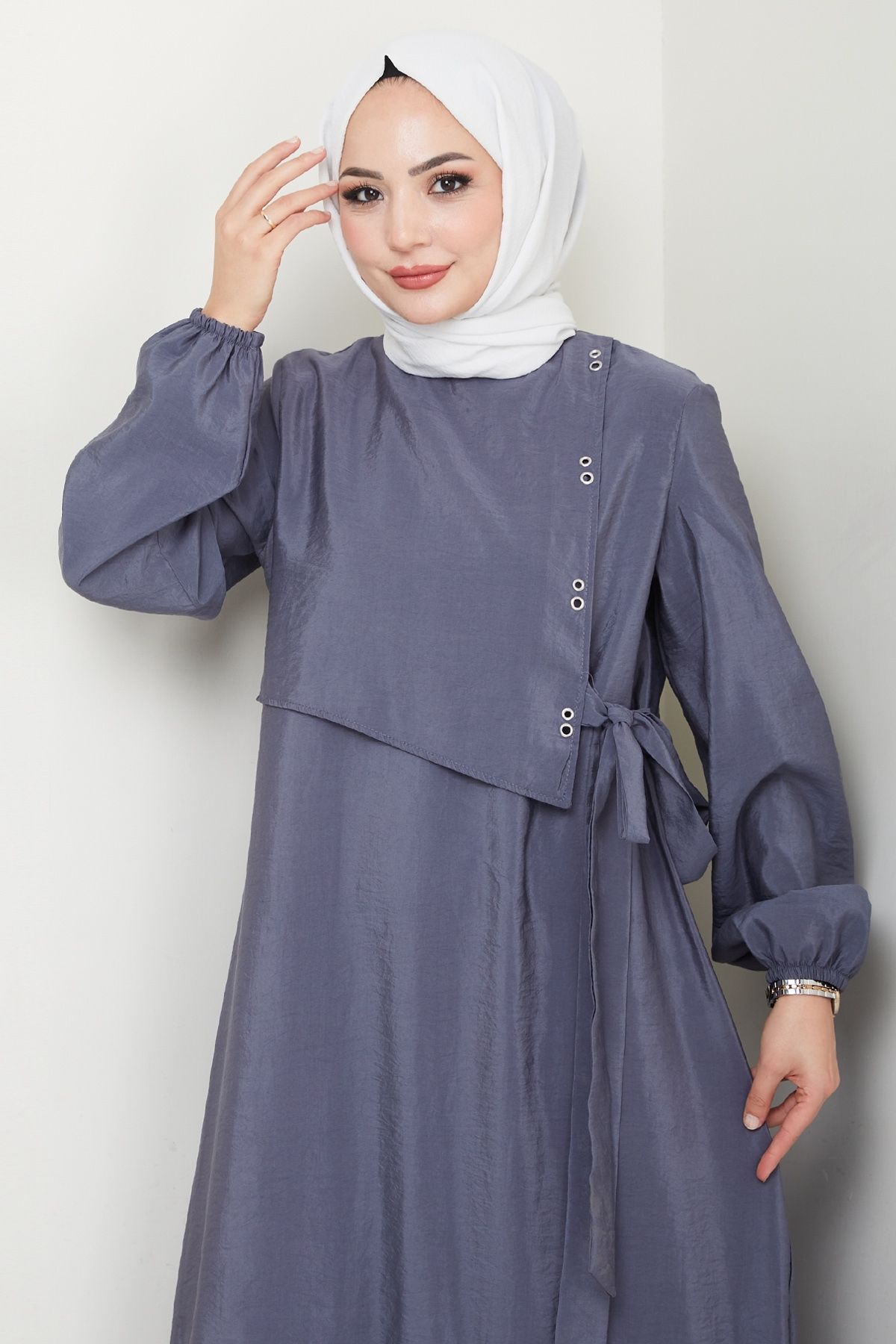 InStyle-Modal Gray Dress with Bird's Eye Detail 4