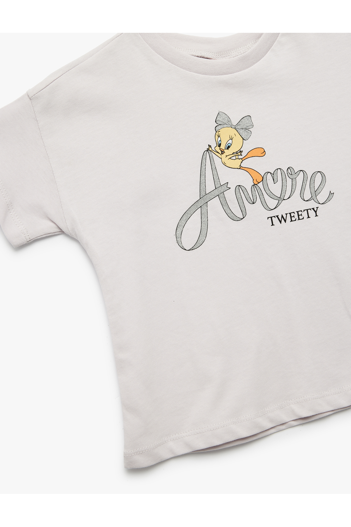 Koton Tweety Lisanslı Pamuklu Kısa Kollu Bisiklet Yaka Baskılı Tişört fotoğrafı 3 (önizleme)