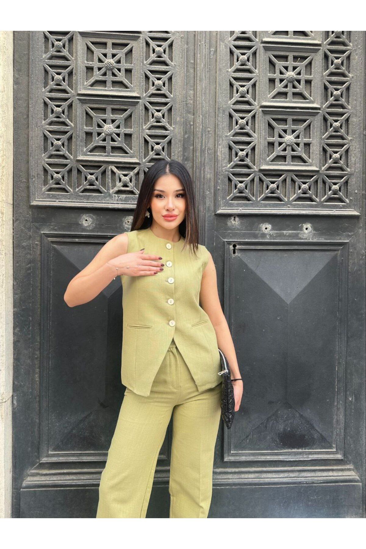 Castivo Fashion olsuz Düğmeli Ceket ve Palazzo Pantolon