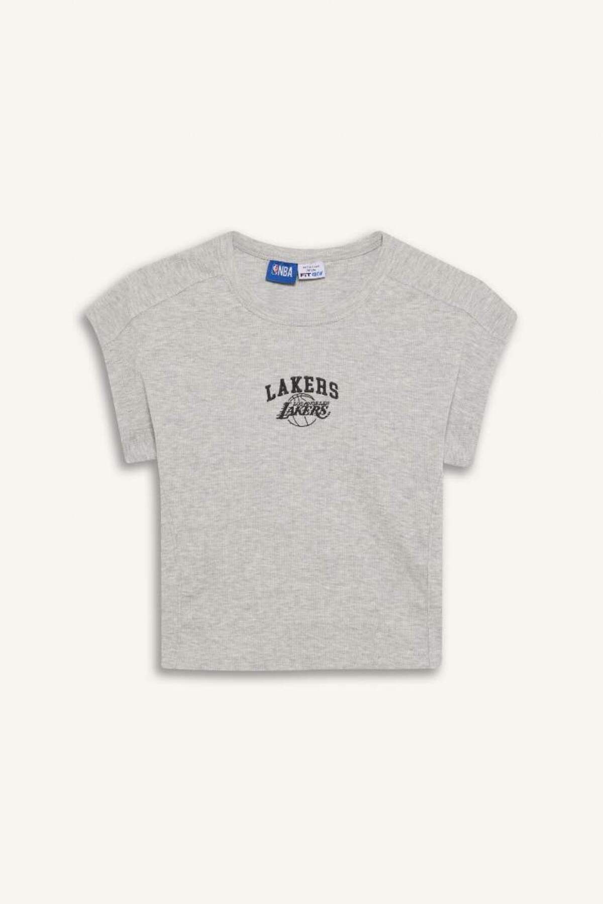DeFacto Yeni Sezon DeFactoFit NBA Los Angeles Lakers Standart Fit Bisiklet Yaka Nakış Baskı