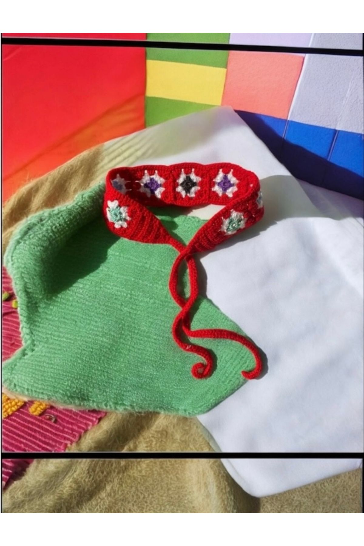 Gök Accessories El Yapımı Örgü Saç Bandı – Çiçek Motifli, Yazlık Tasarım